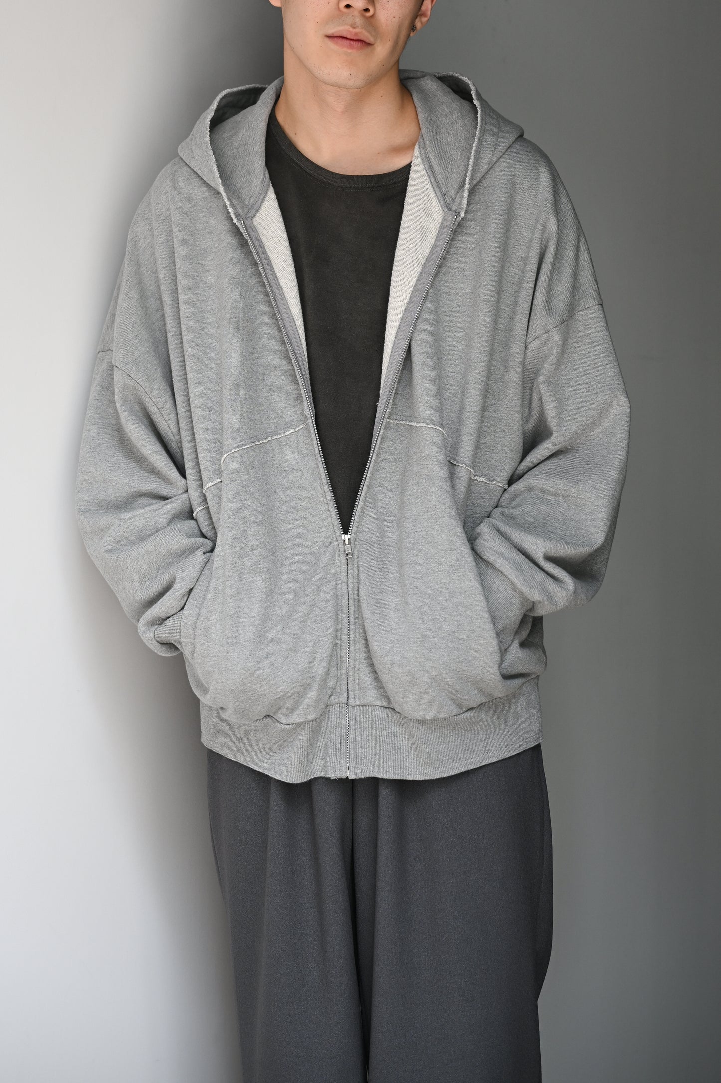 Antwort / CUT OFF ZIP HOODIE -HEATHER GRAY