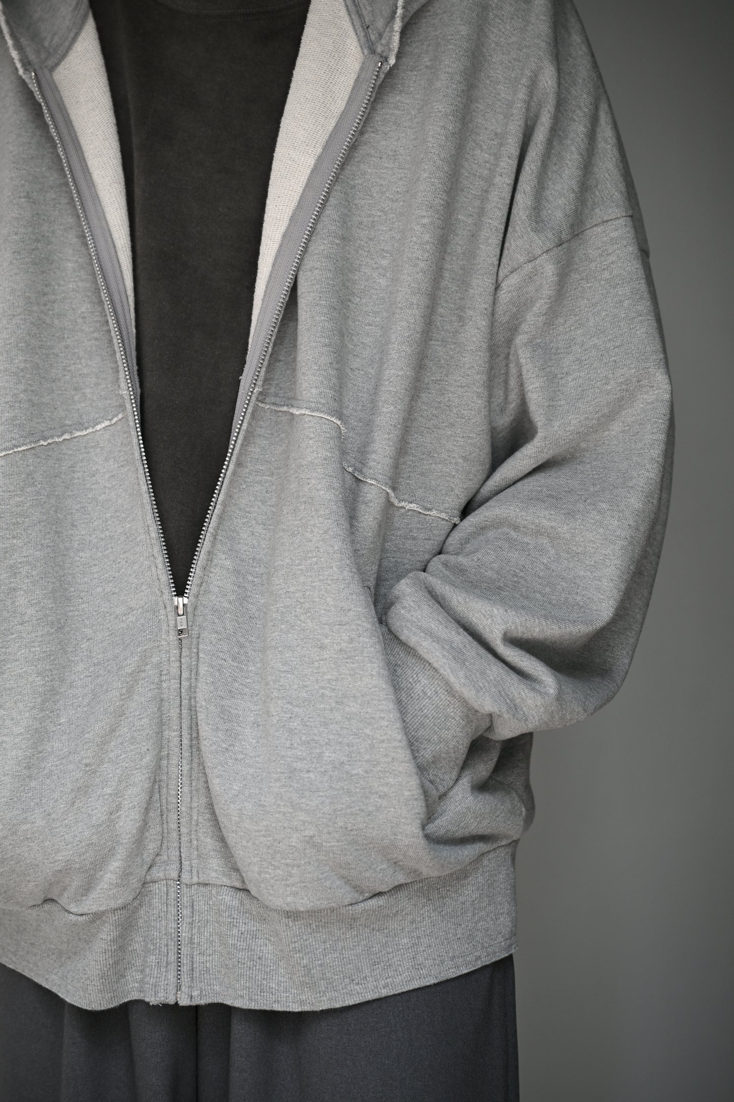 Antwort / CUT OFF ZIP HOODIE -HEATHER GRAY