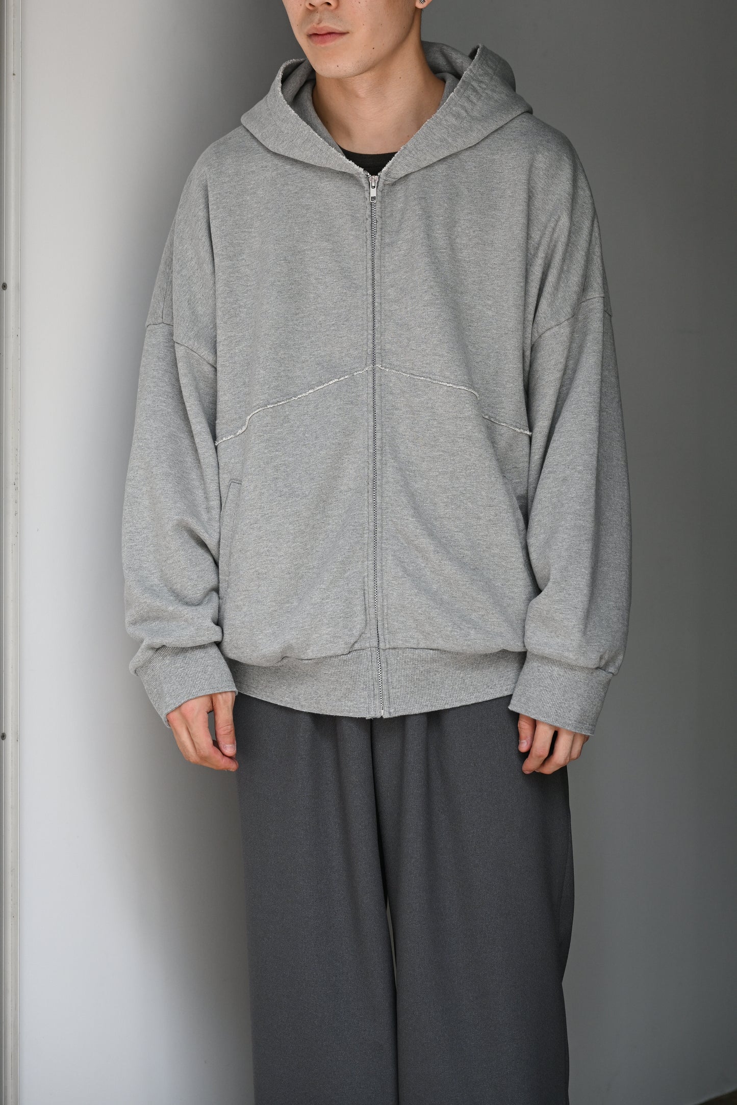Antwort / CUT OFF ZIP HOODIE -HEATHER GRAY