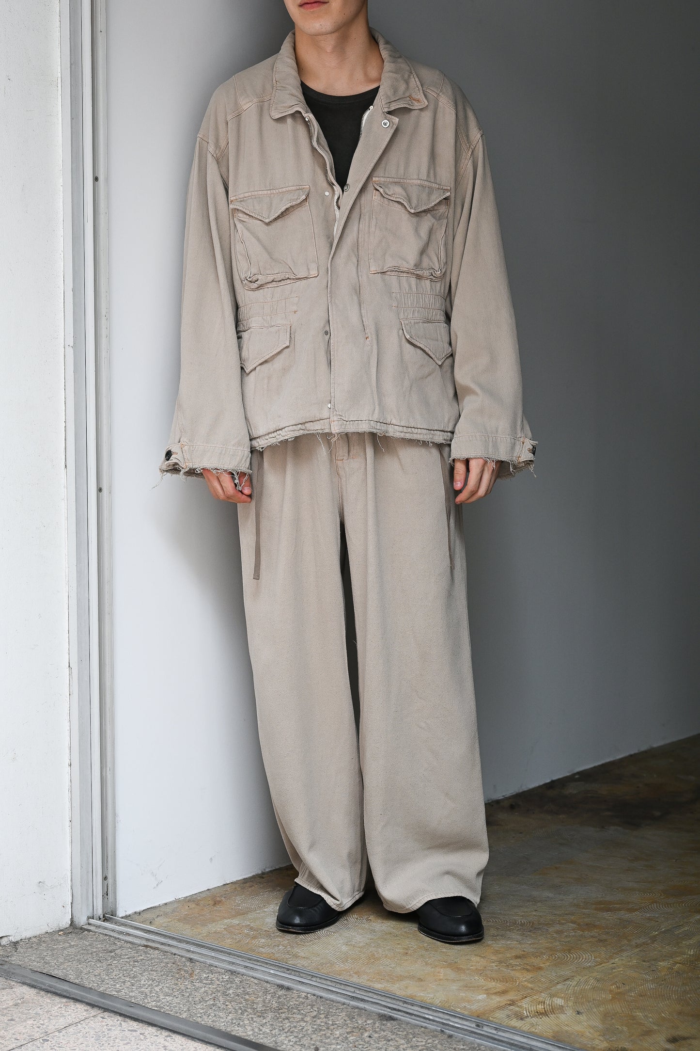 ANCELLM / SILK SUEDE FIELD JACKET -SAND