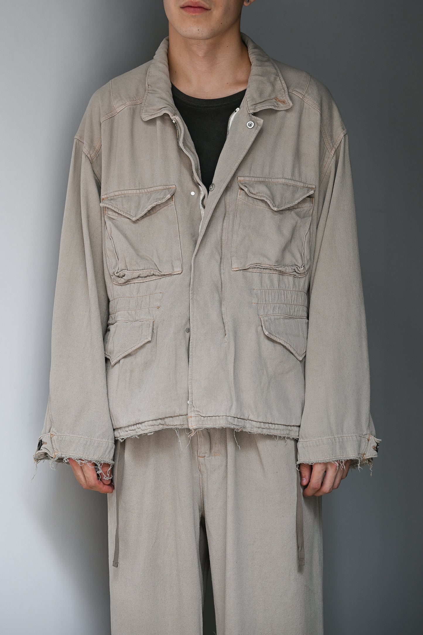 ANCELLM / SILK SUEDE FIELD JACKET -SAND