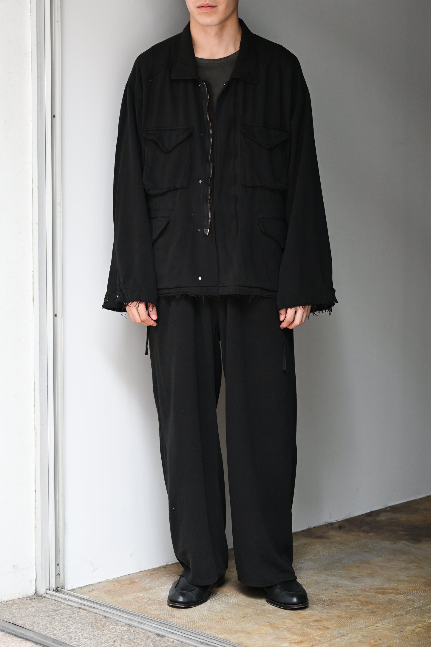 ANCELLM / SILK SUEDE FIELD JACKET -BLACK