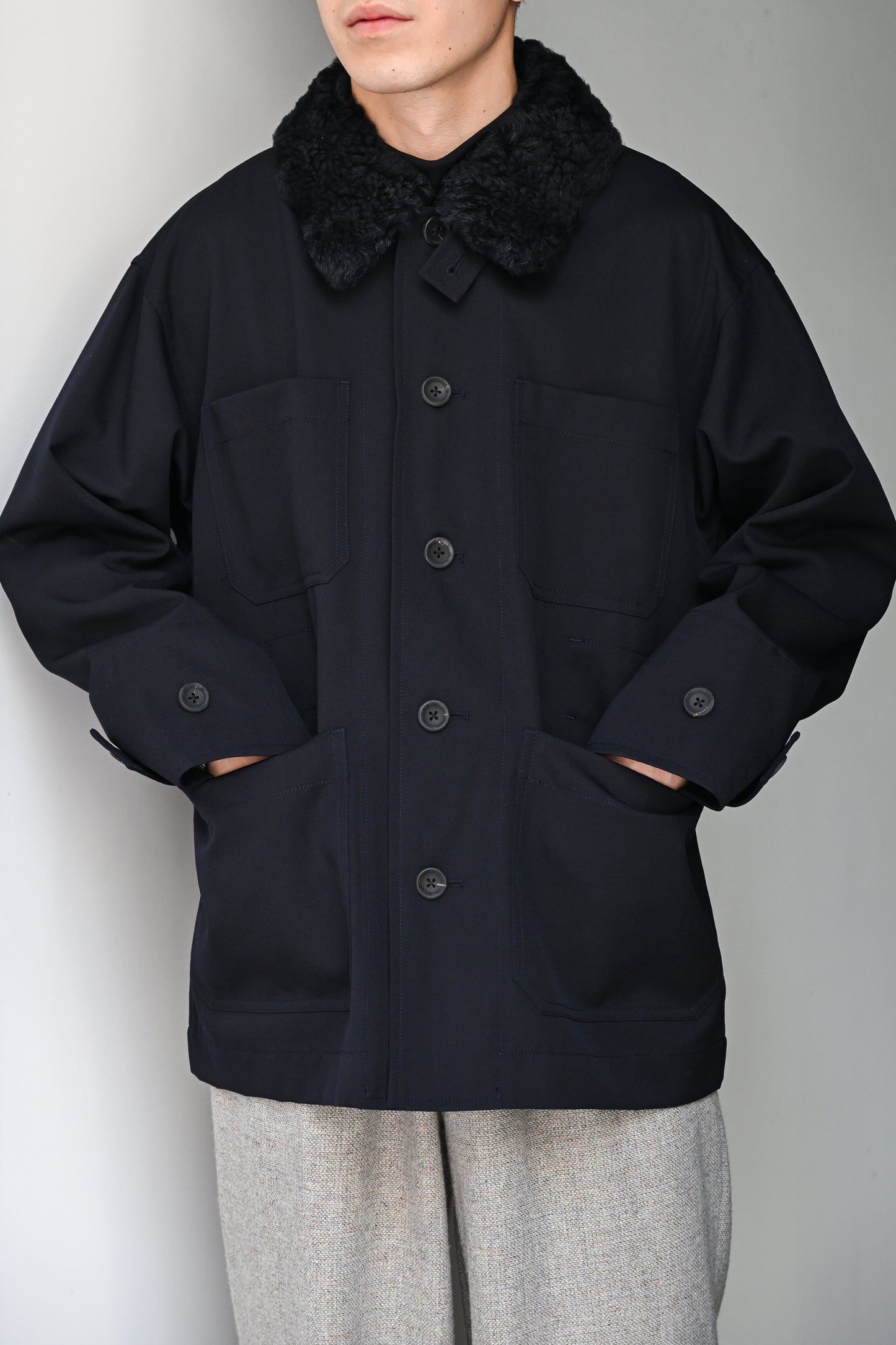 POSTELEGANT / Wool Blouson -NAVY