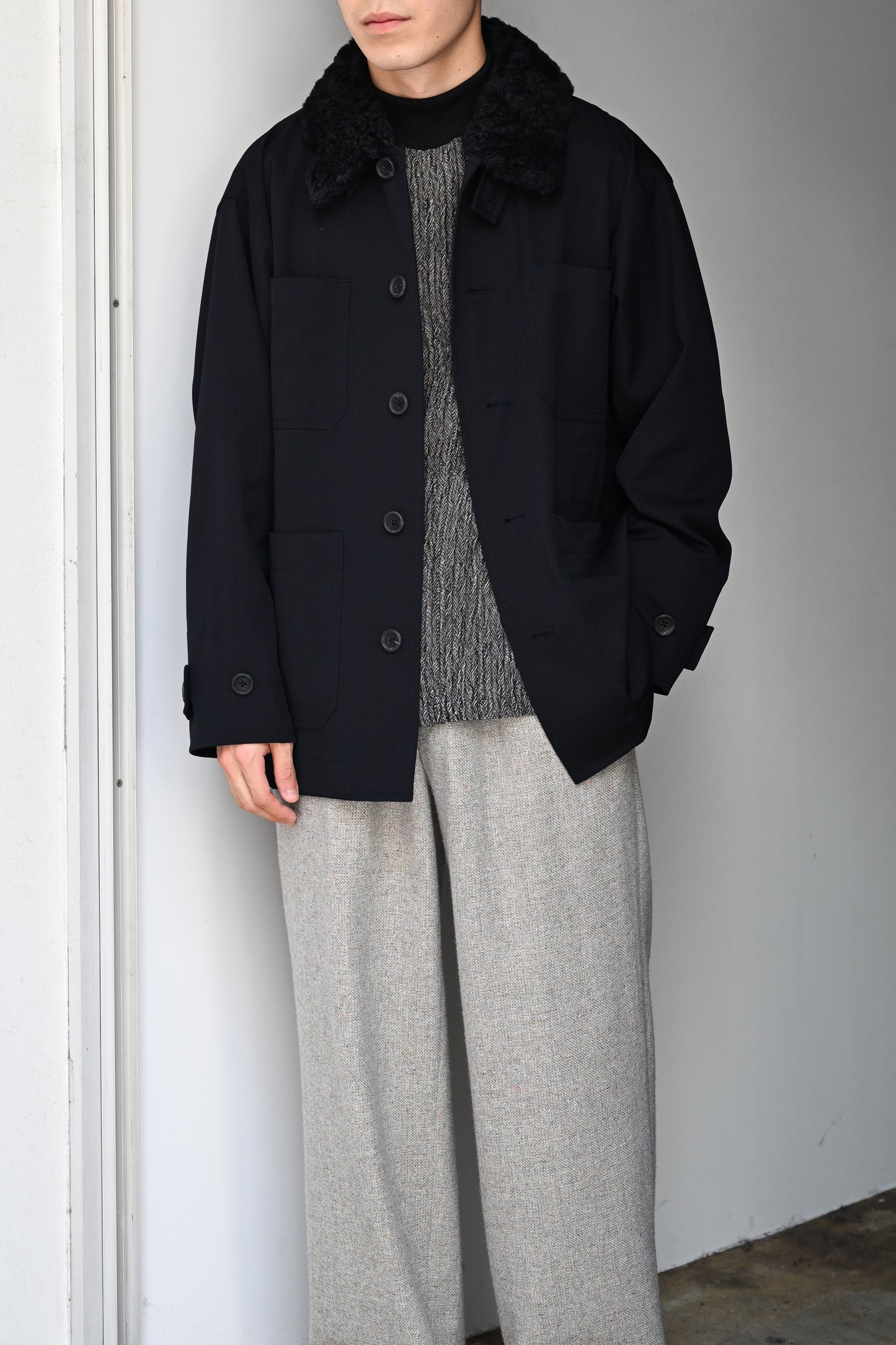 POSTELEGANT / Wool Blouson -NAVY