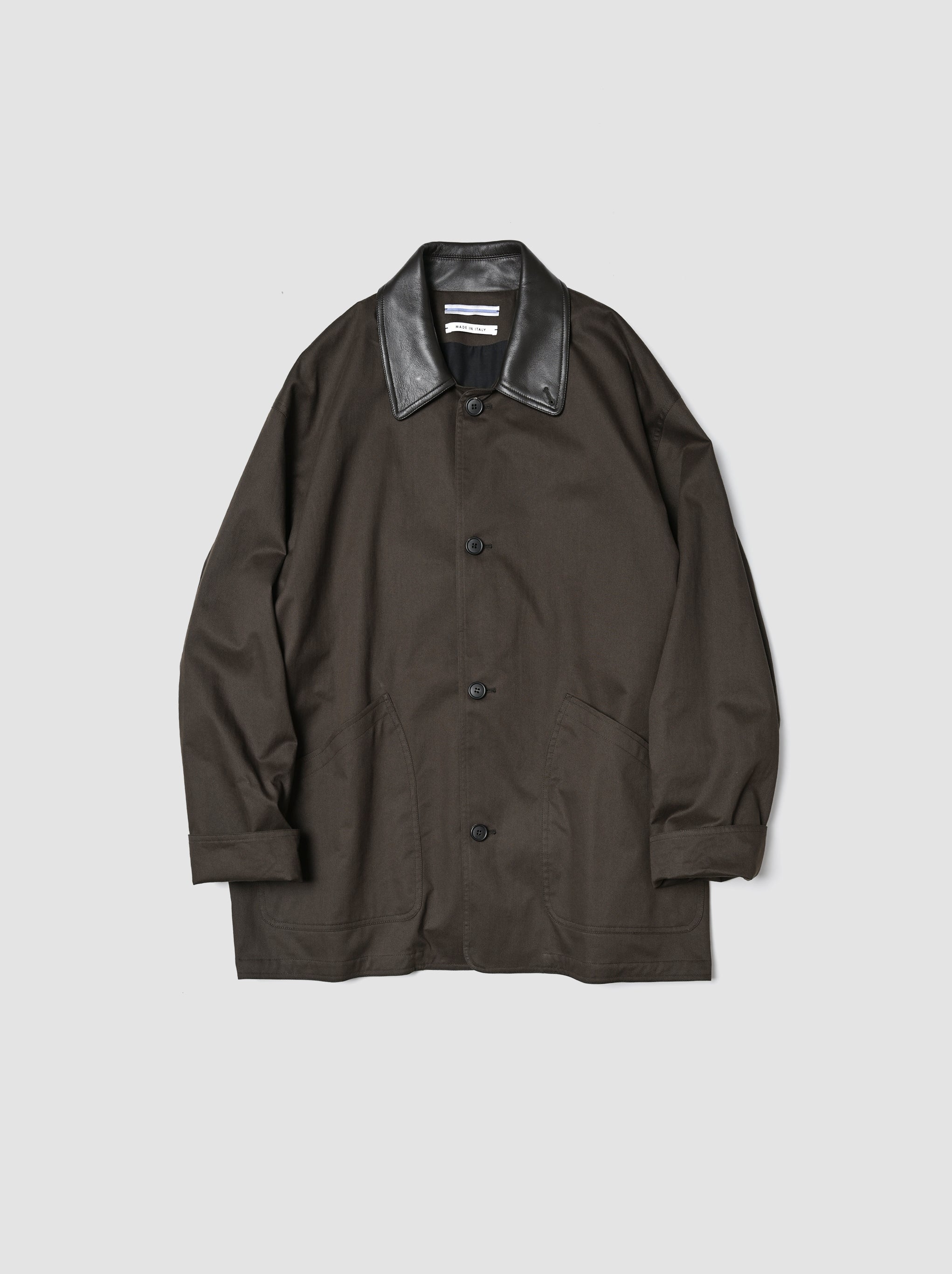 Cristaseya / OVERSIZED BLOUSON WITH LEATHER PATCH -BROWN