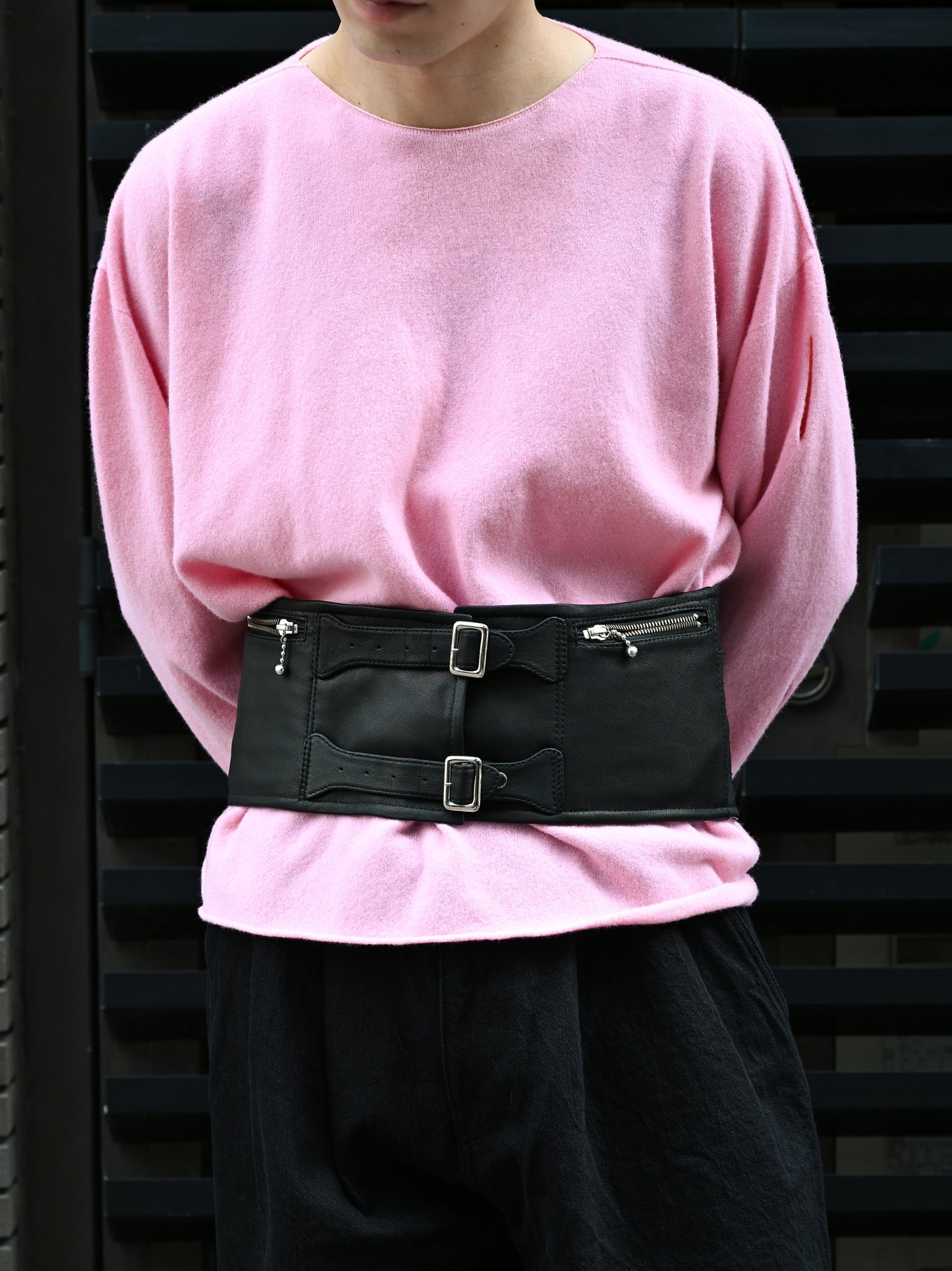 WHOWHAT / ROCKERS CORSET BELT -BLACK×BORDEAUX