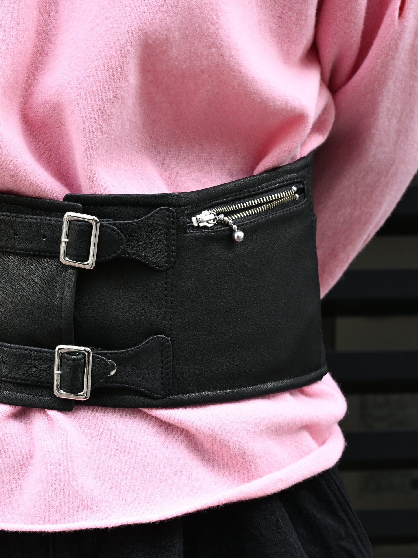WHOWHAT / ROCKERS CORSET BELT -BLACK×BORDEAUX