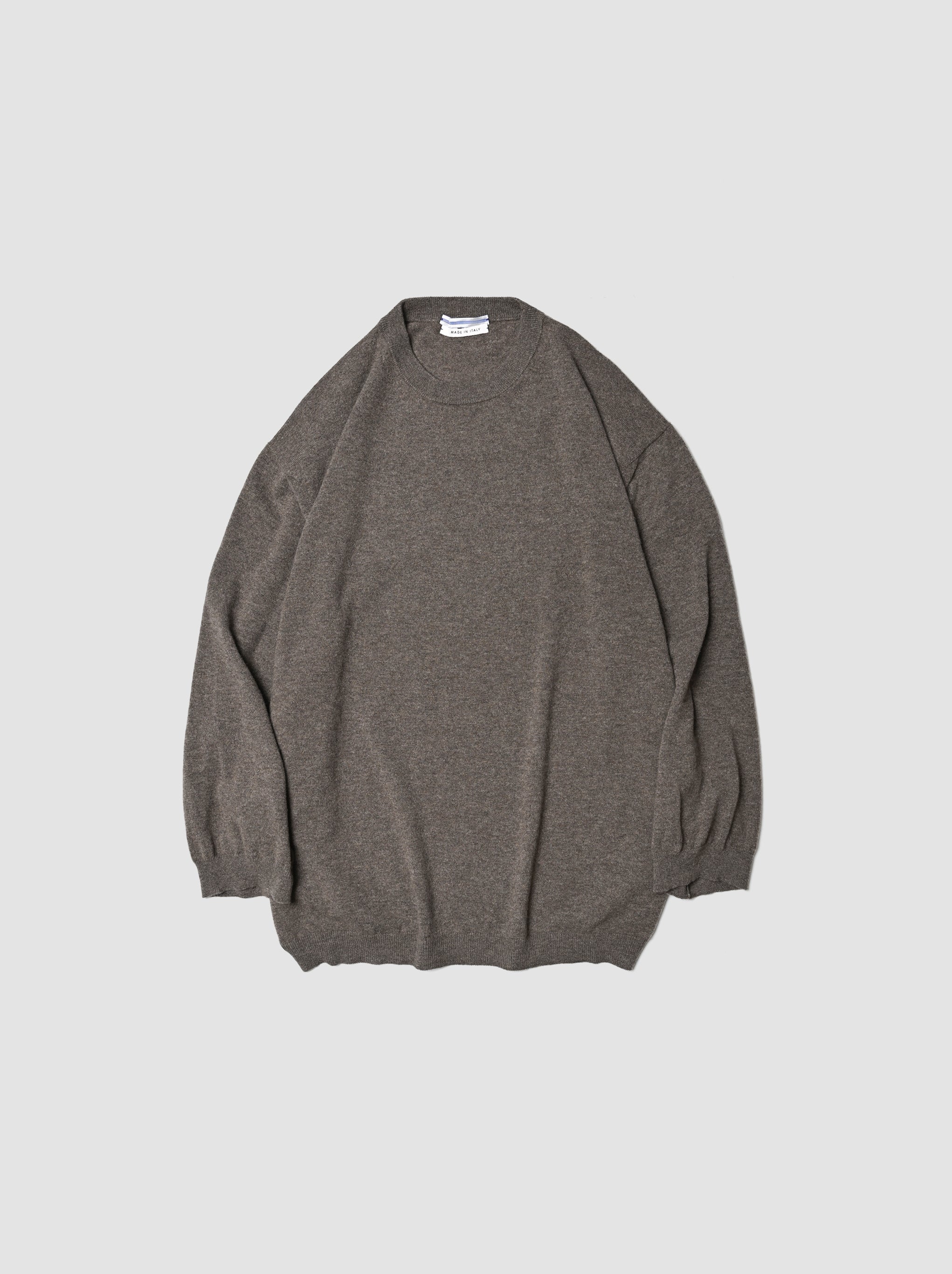 Cristaseya / ROUND NECK FLANNEL OVERSIZED SWEATER -BROWN