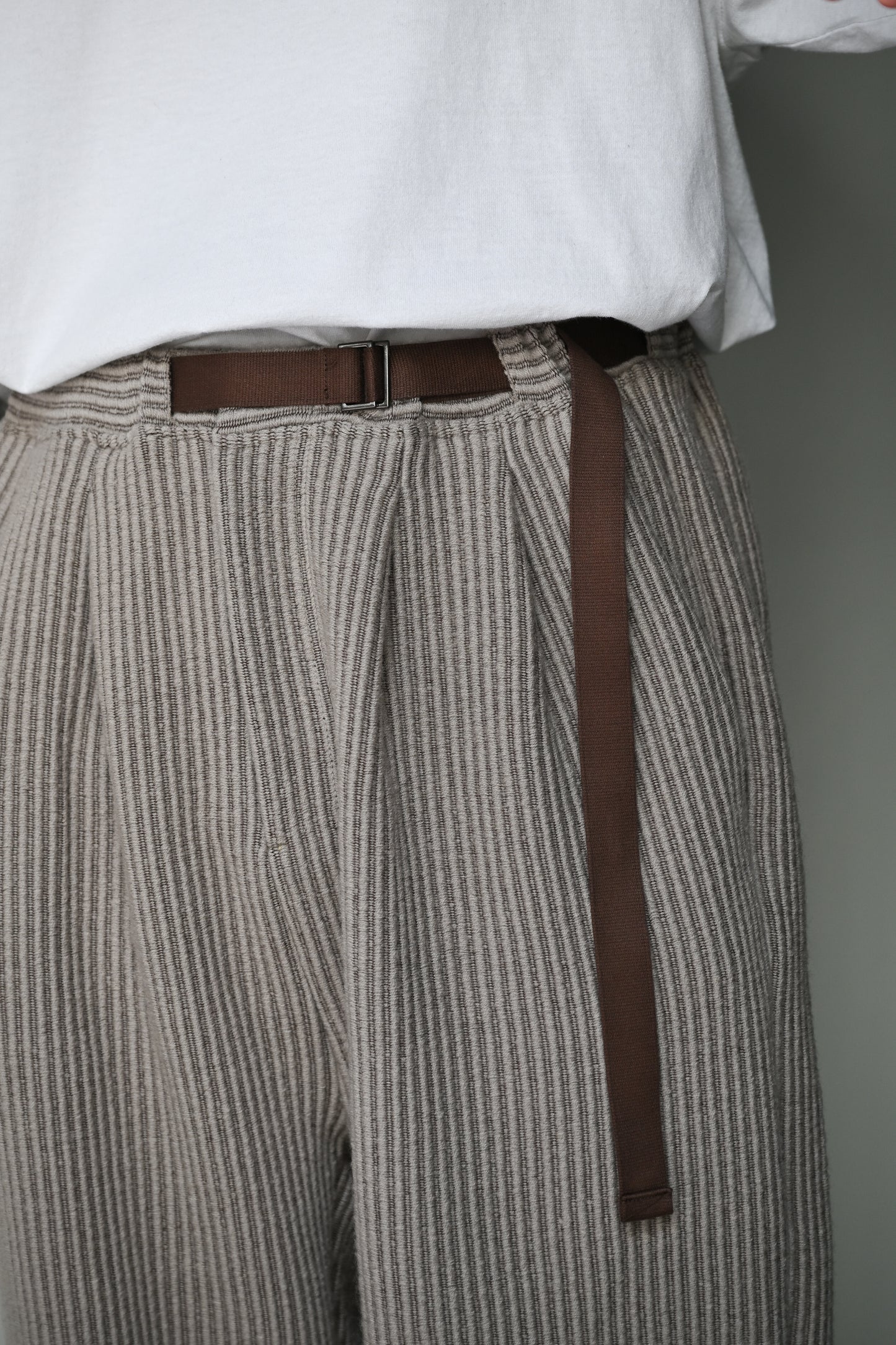 ANCELLM / WOOLCORD BELTLESS SLACKS -SAND