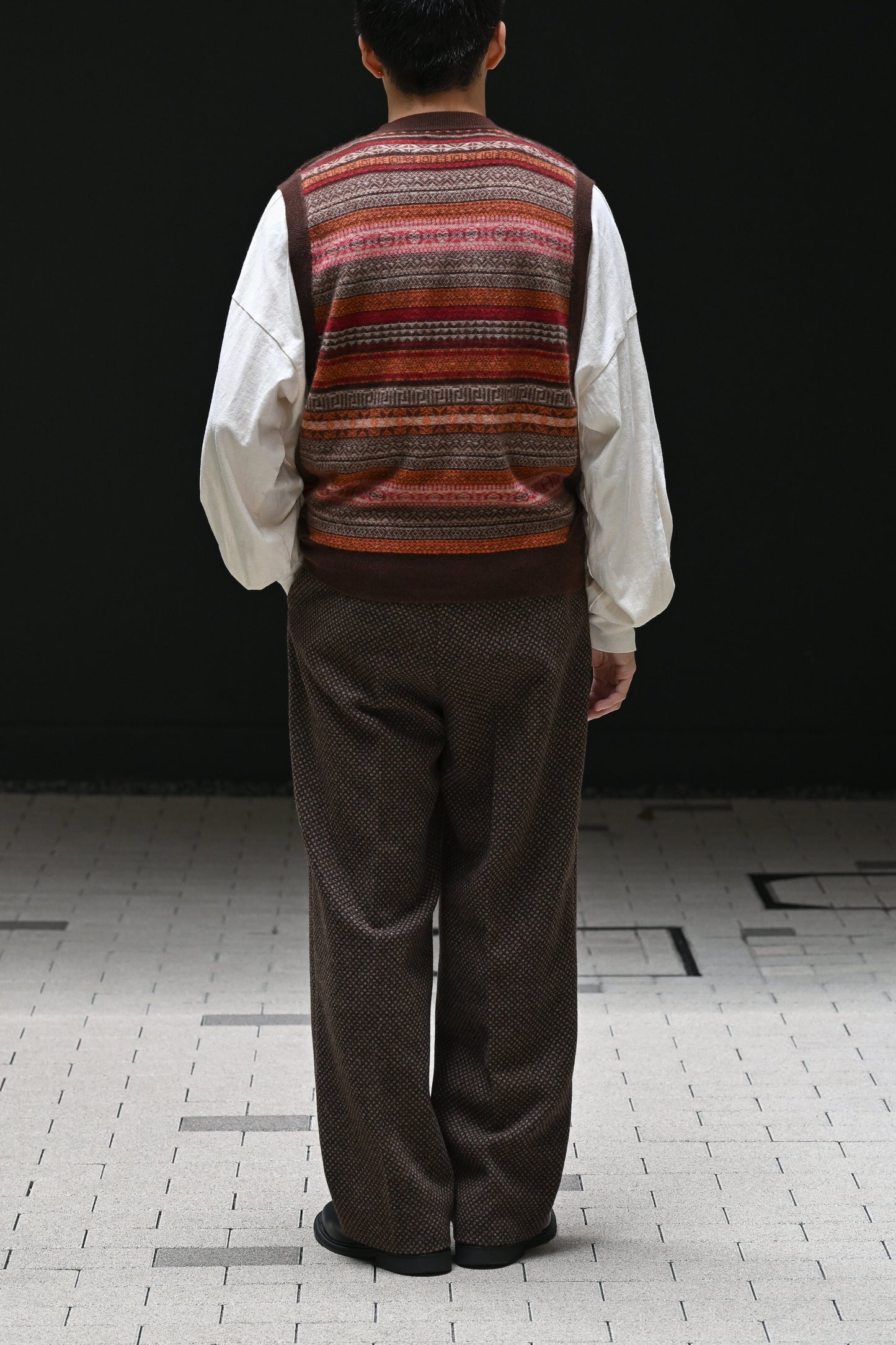 BISOWN / CASHMERE FAIRISLE MIDDLEVEST -BROWN MIX