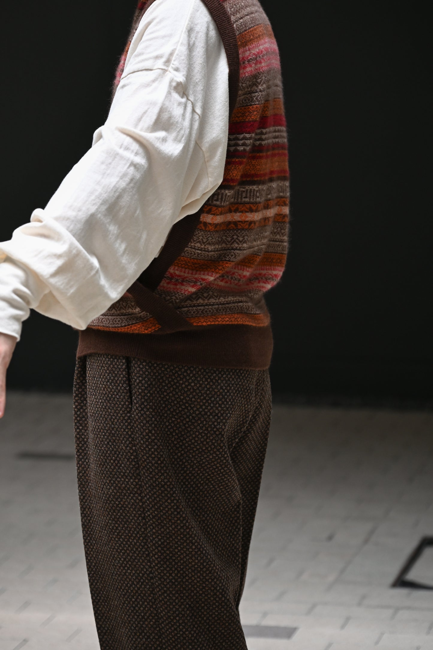 BISOWN / CASHMERE FAIRISLE MIDDLEVEST -BROWN MIX