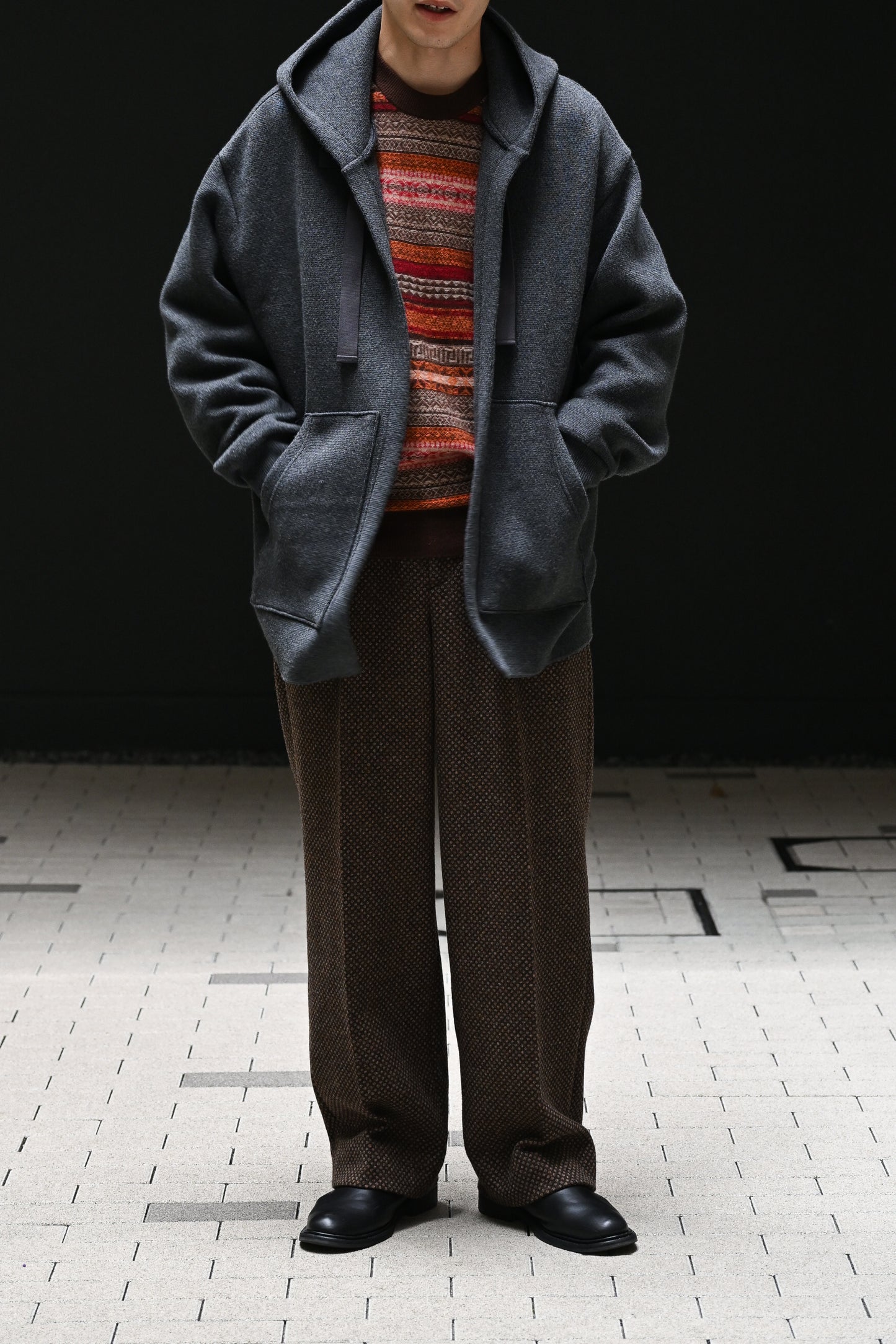 BISOWN / HEAVYWOOL 1TUCK EASY SLACKS - BROWN EYES