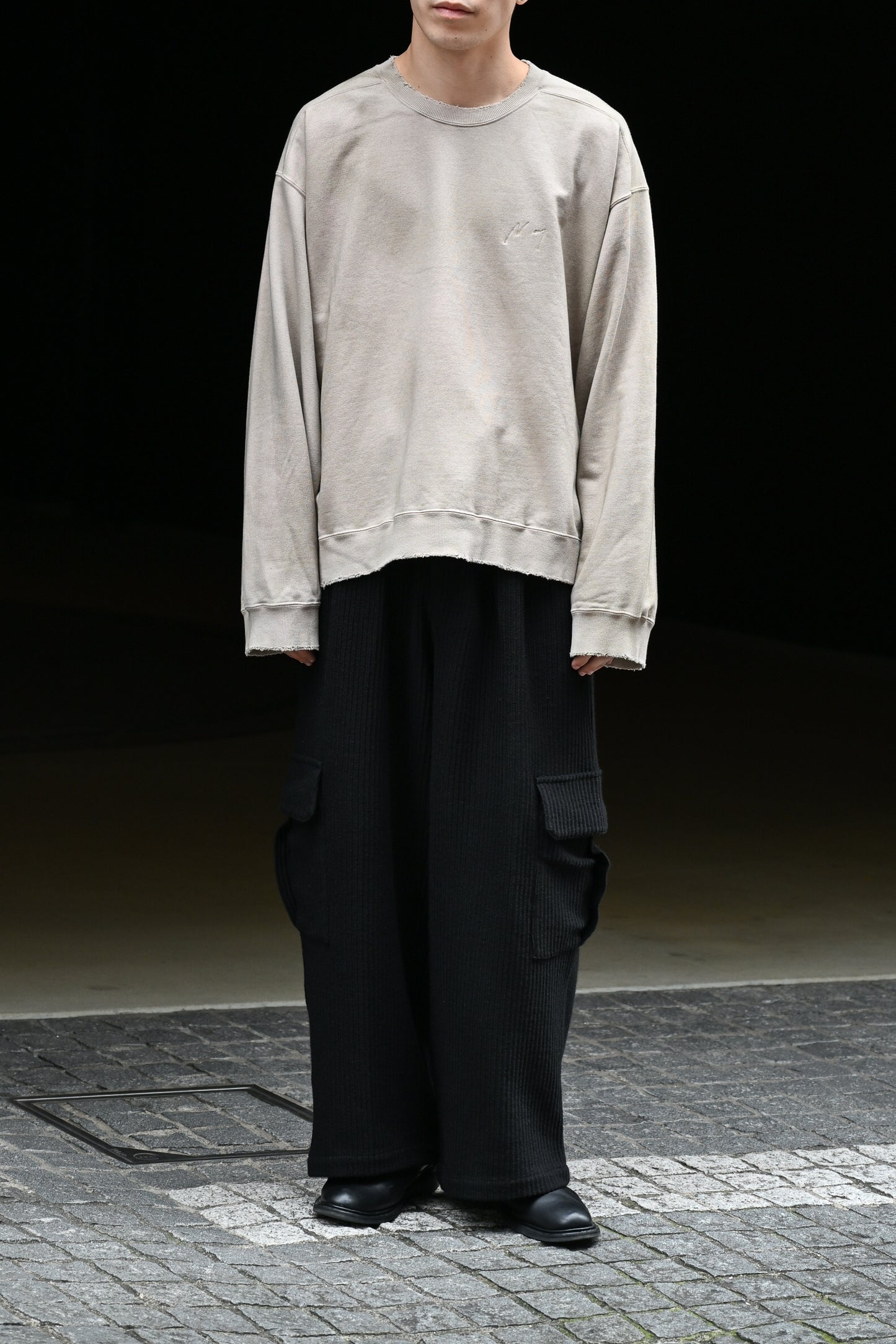 ANCELLM / UNEVENNESS SWEAT SHIRT -SAND