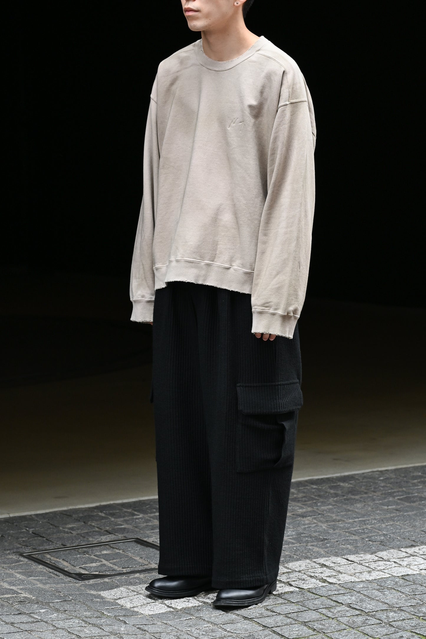 ANCELLM / UNEVENNESS SWEAT SHIRT -SAND