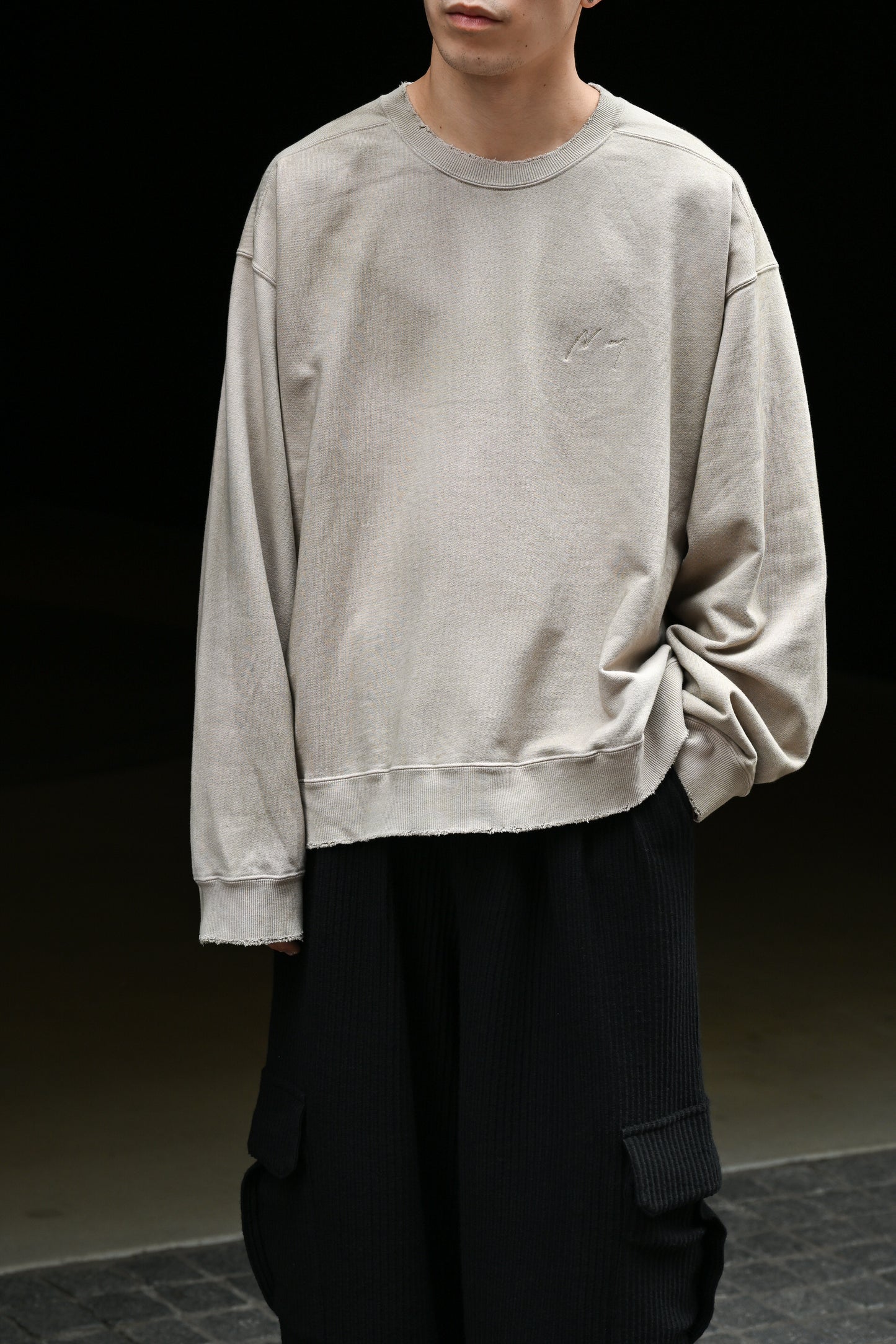 ANCELLM / UNEVENNESS SWEAT SHIRT -SAND