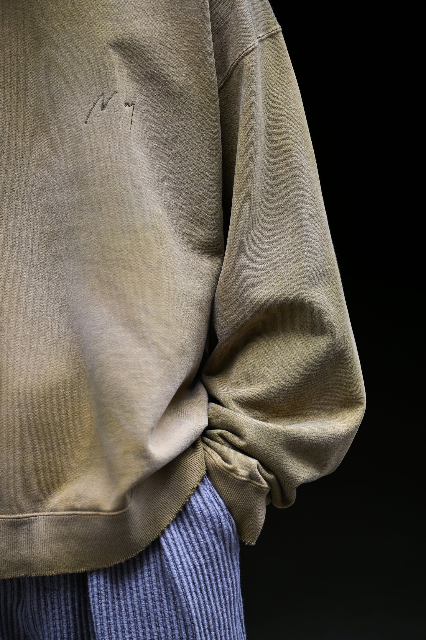 ANCELLM / UNEVENNESS SWEAT SHIRT -MOSS