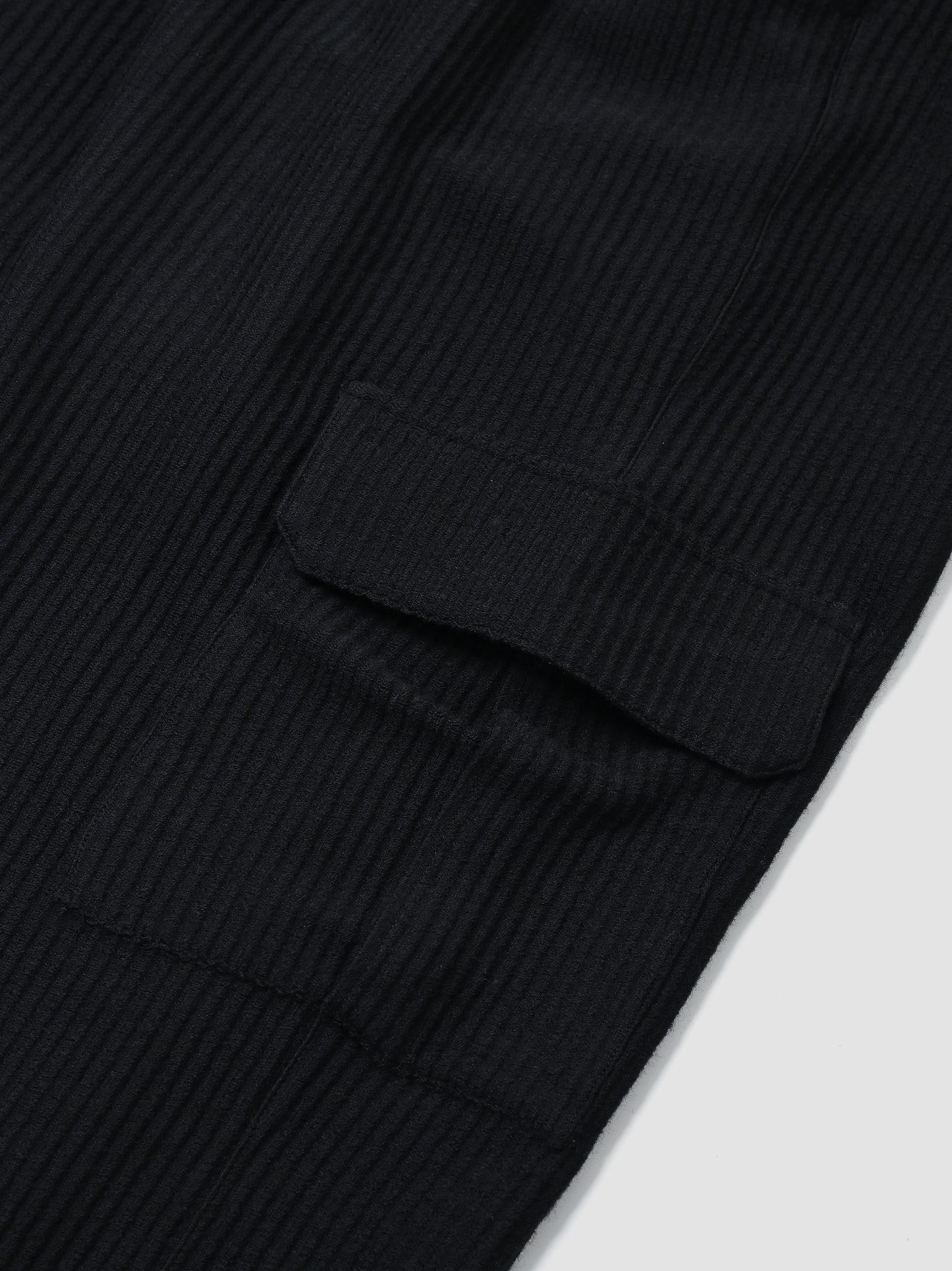 ANCELLM / WOOL CORDUROY CARGO SLACKS -BLACK