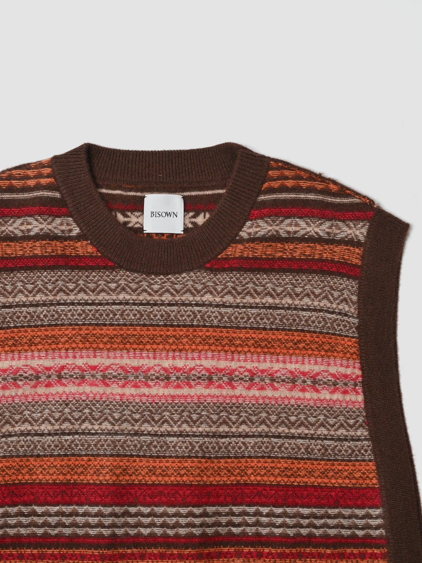 BISOWN / CASHMERE FAIRISLE MIDDLEVEST -BROWN MIX