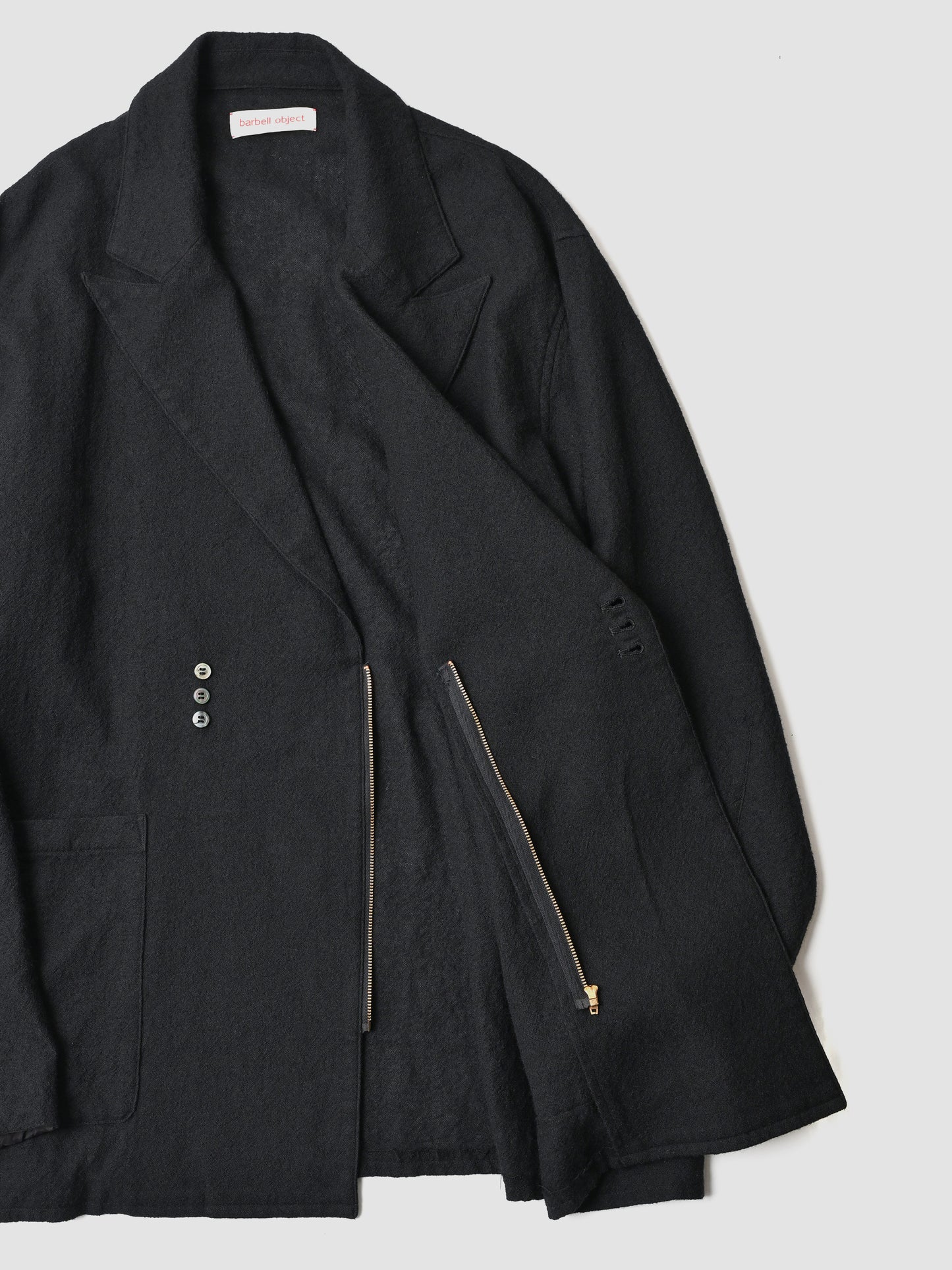 barbell object / wool coat -BLACK