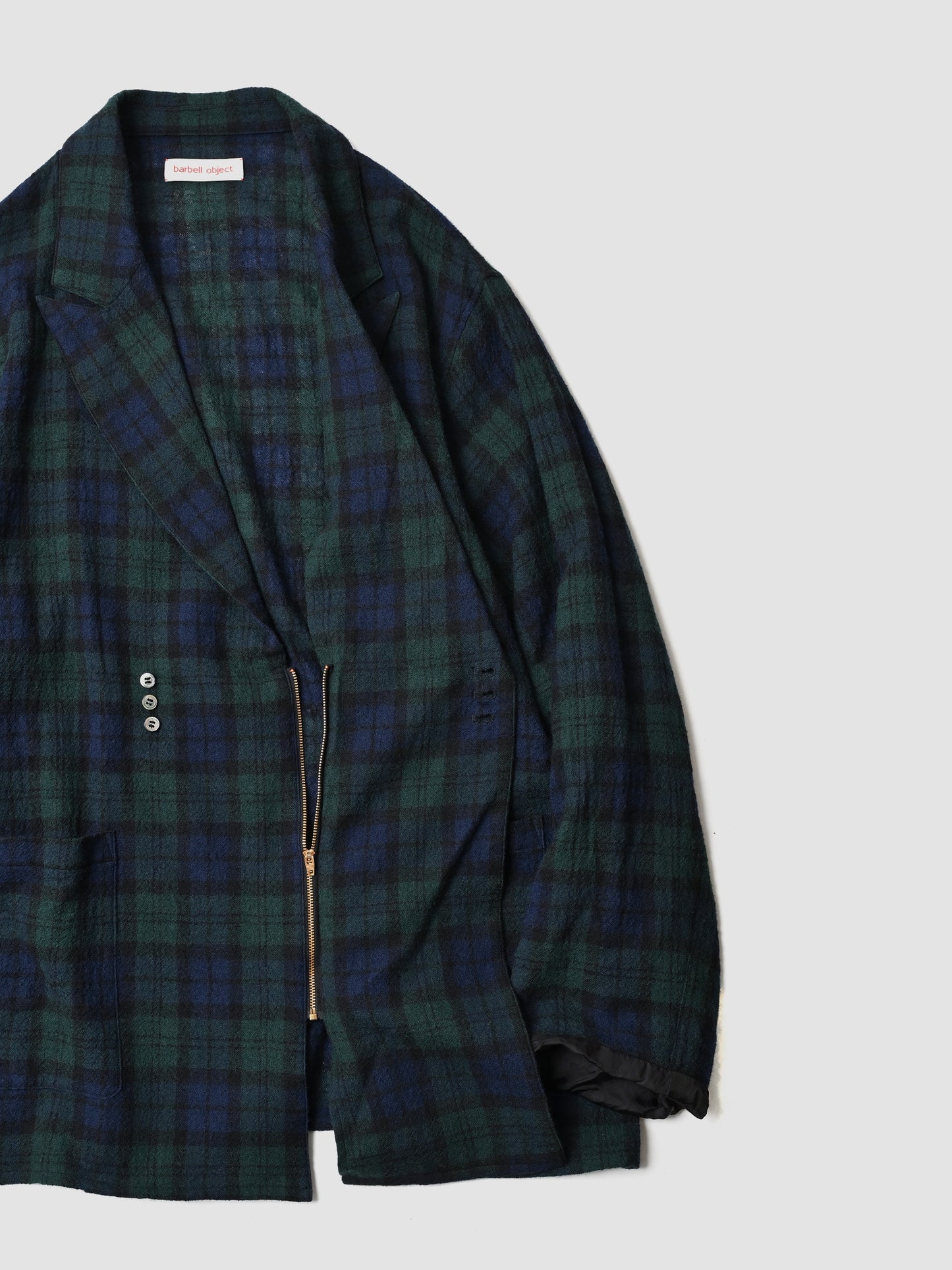 barbell object / wool coat -CHECK