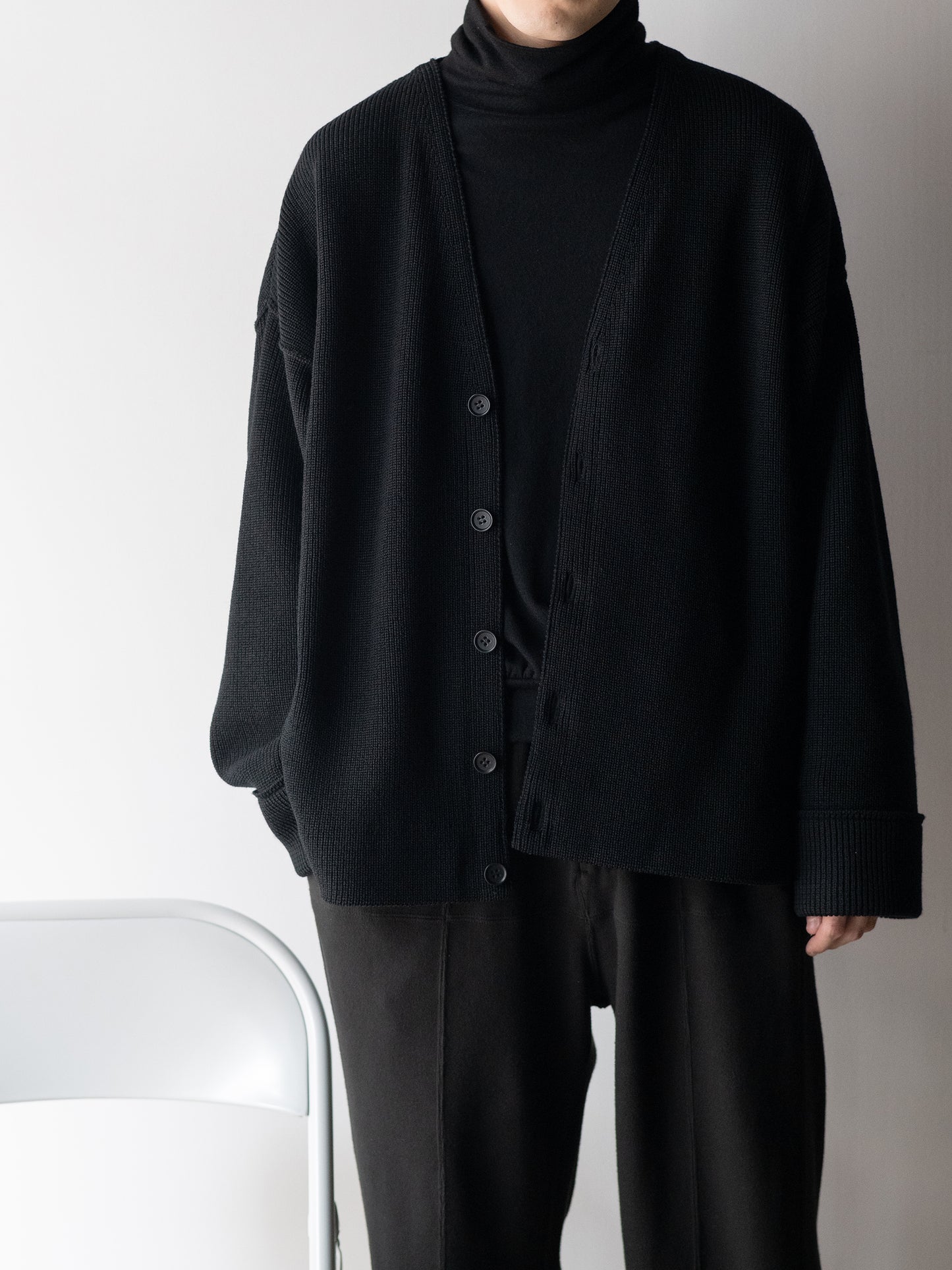 Antwort / DROP KNIT CARDIGAN -BLACK