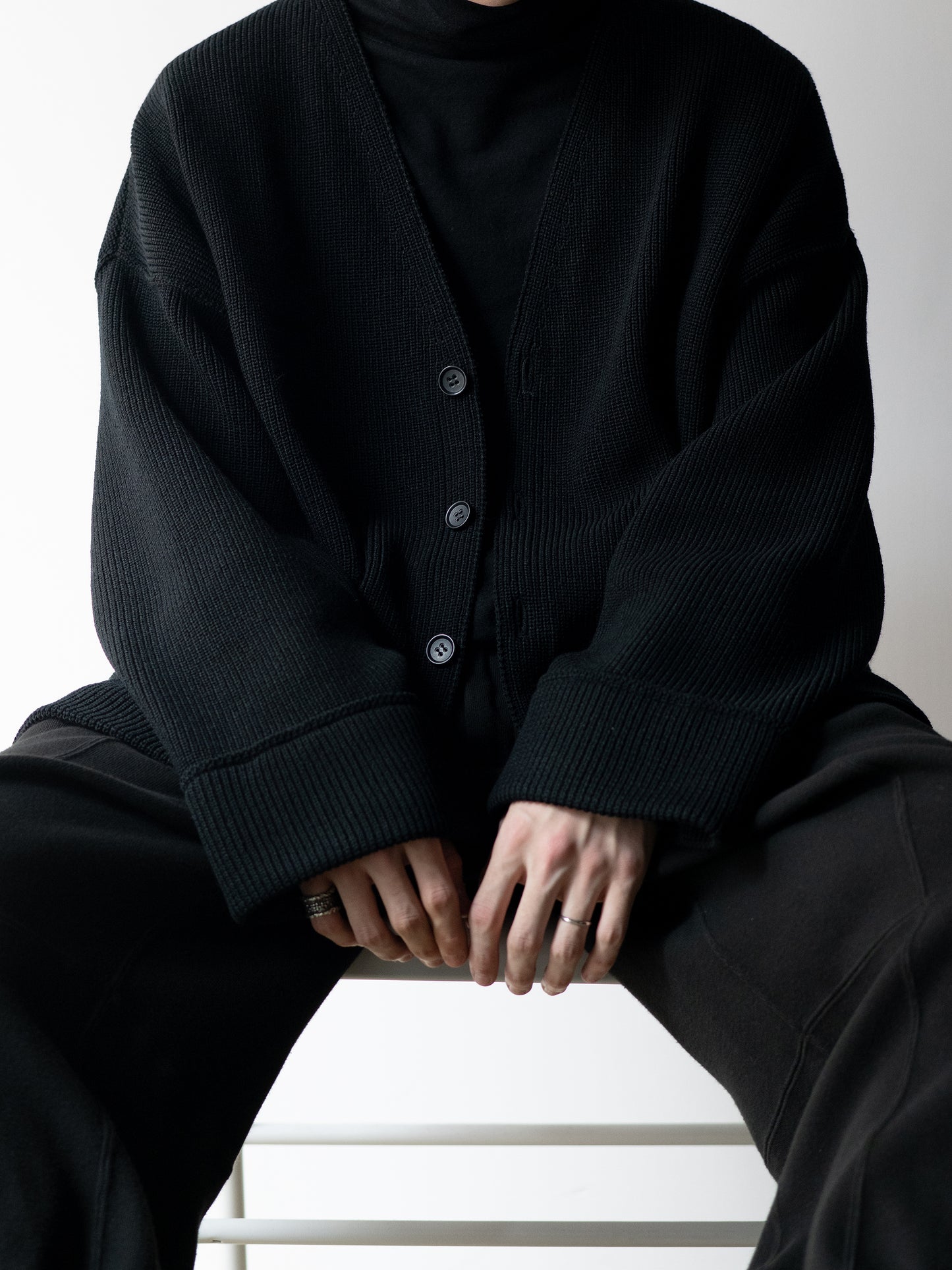 Antwort / DROP KNIT CARDIGAN -BLACK