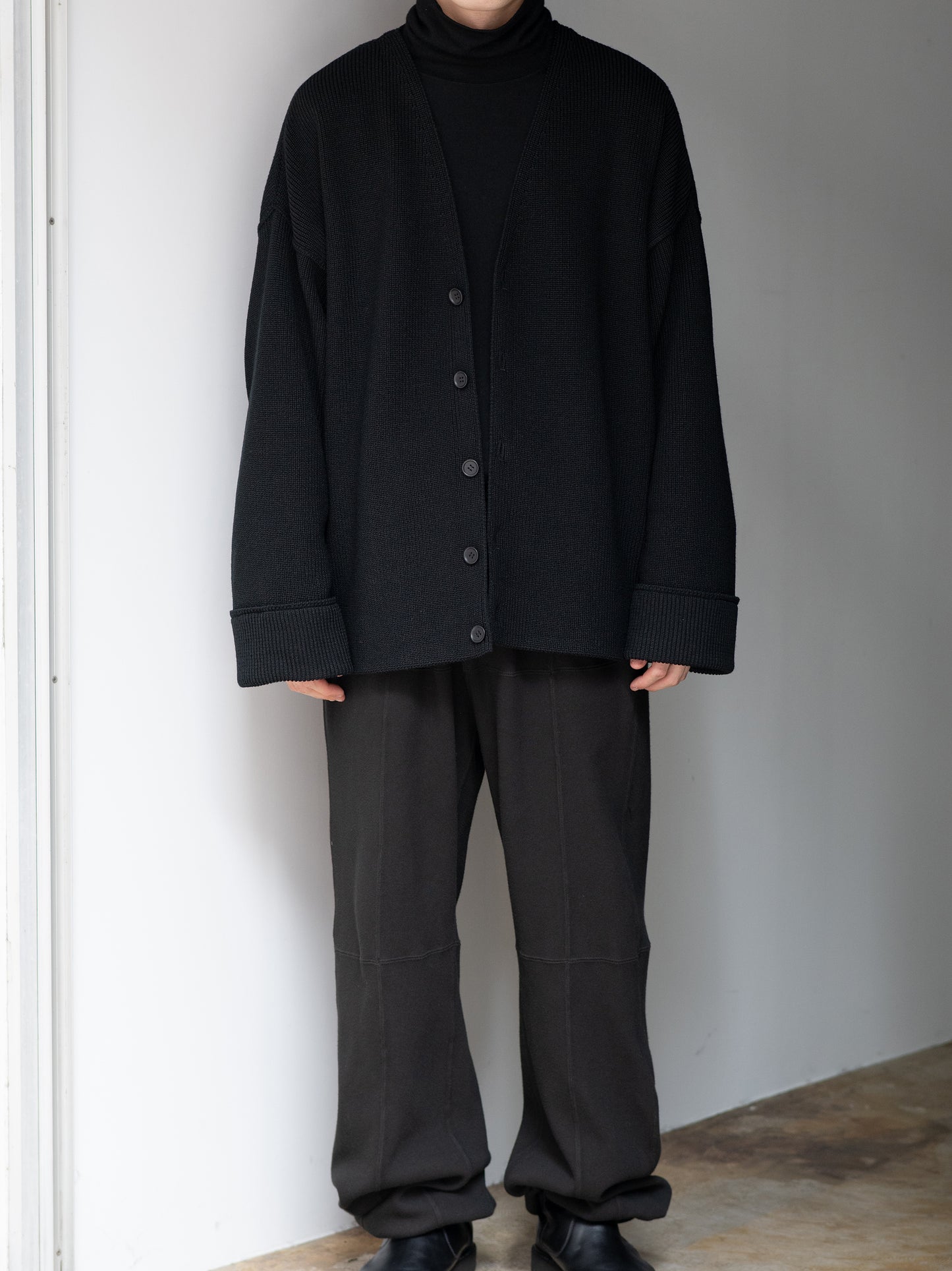 Antwort / DROP KNIT CARDIGAN -BLACK