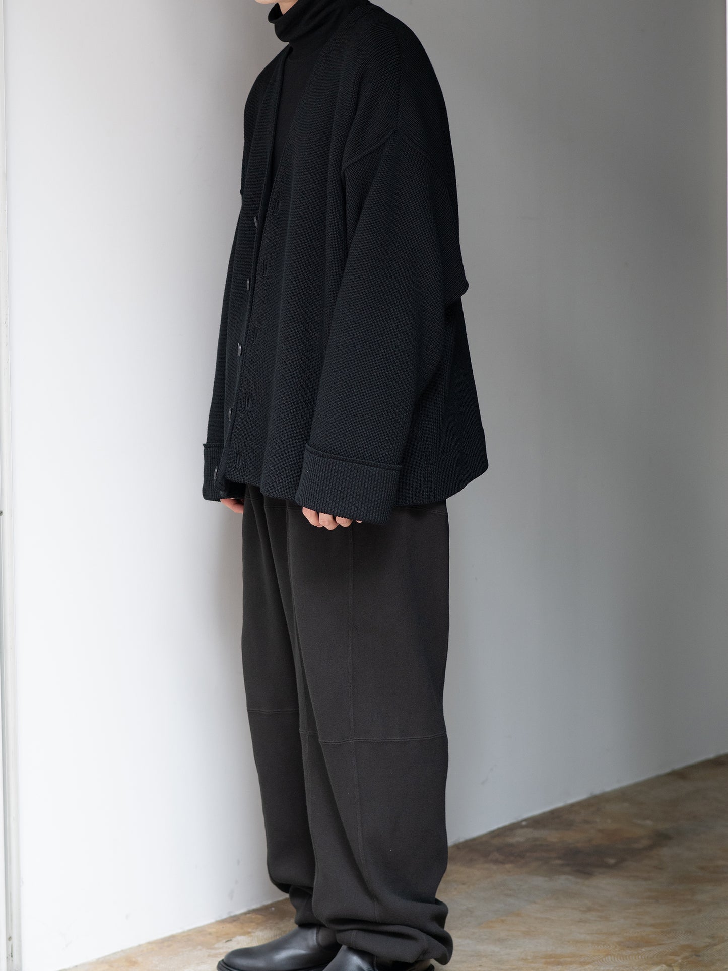 Antwort / DROP KNIT CARDIGAN -BLACK