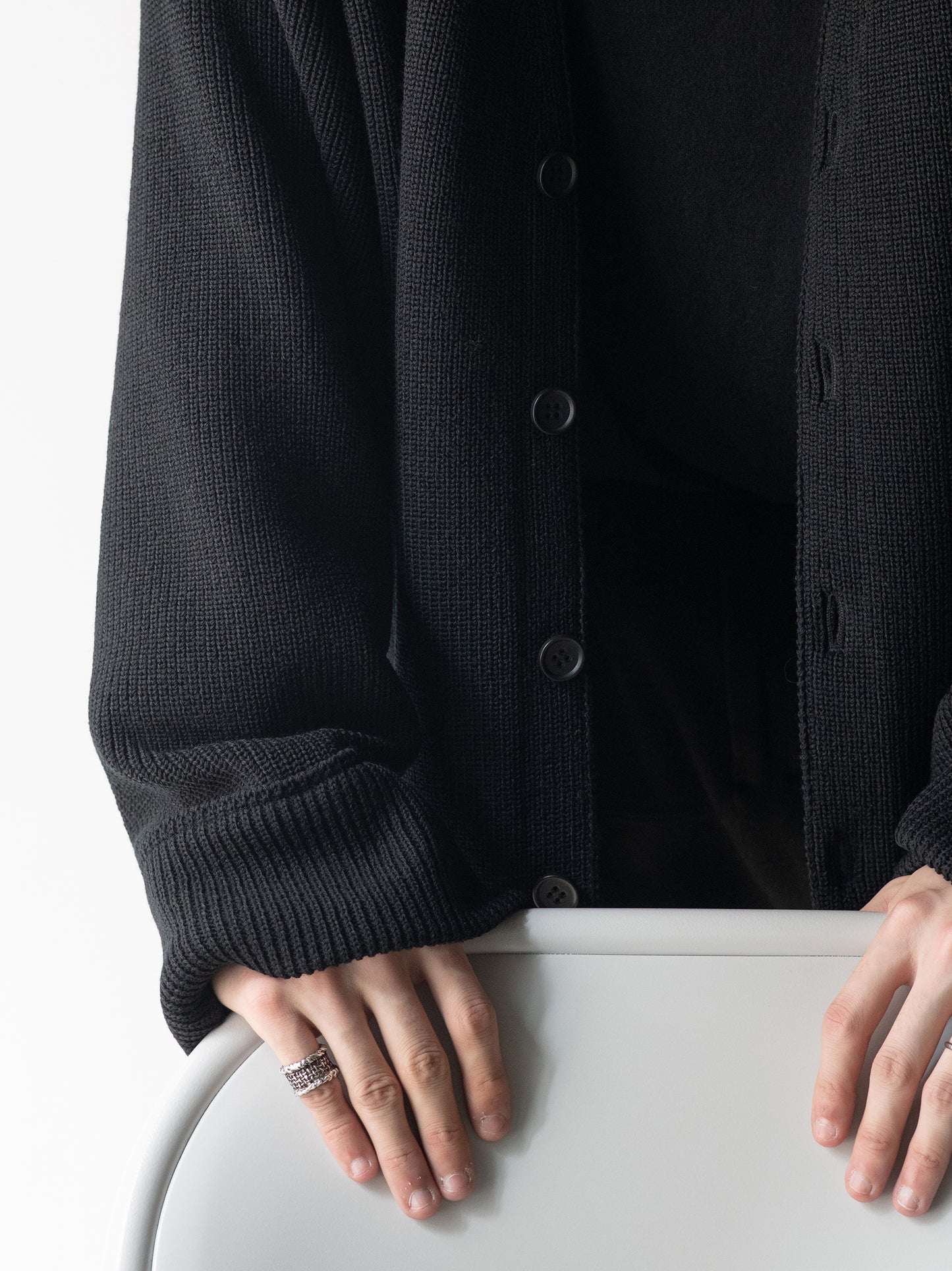 Antwort / DROP KNIT CARDIGAN -BLACK