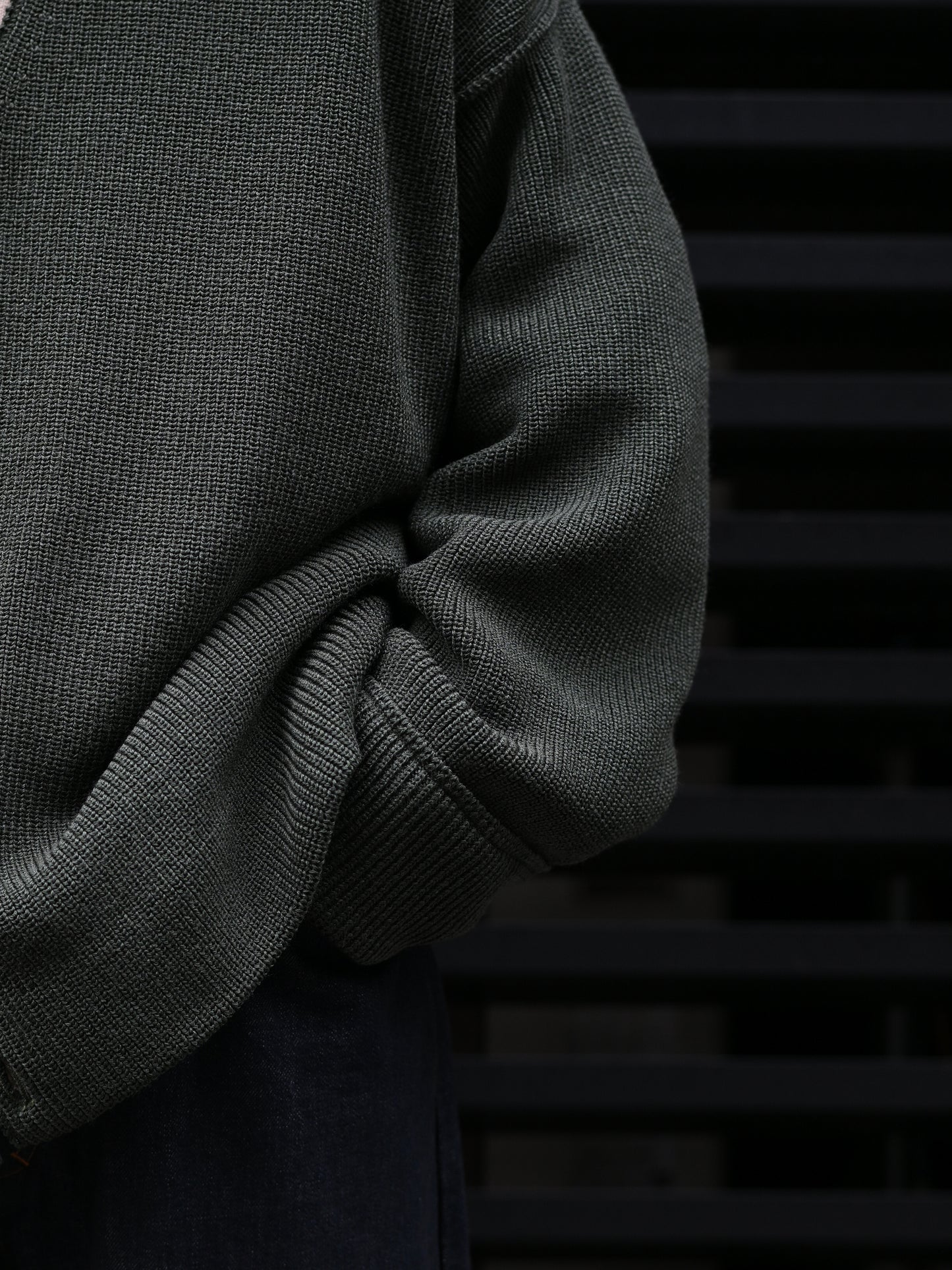 Antwort / DROP KNIT CARDIGAN -DARK GREEN