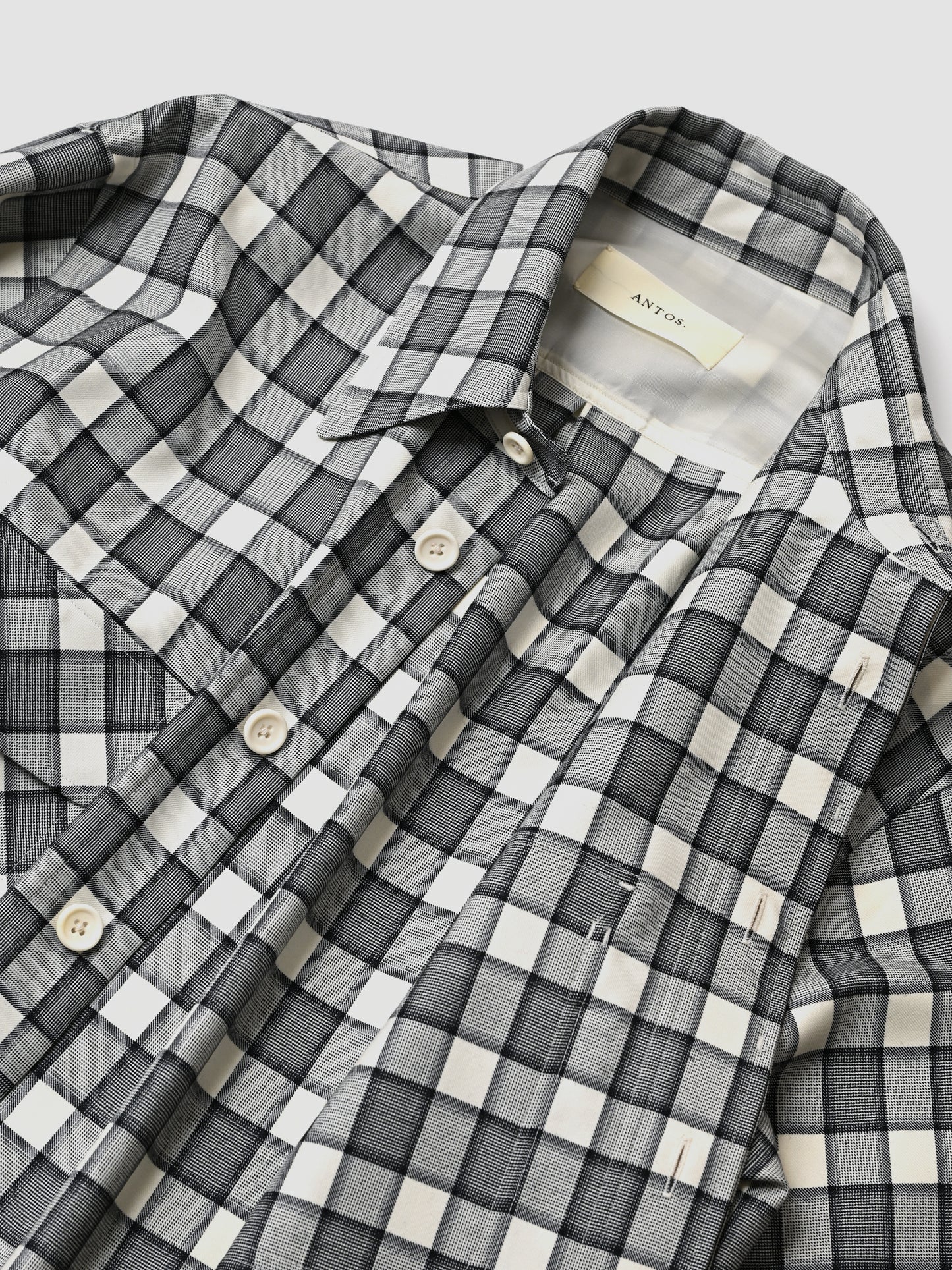 ANTOS. / DOUBLE POCKET OVER SHIRT -WHITE/BLACK