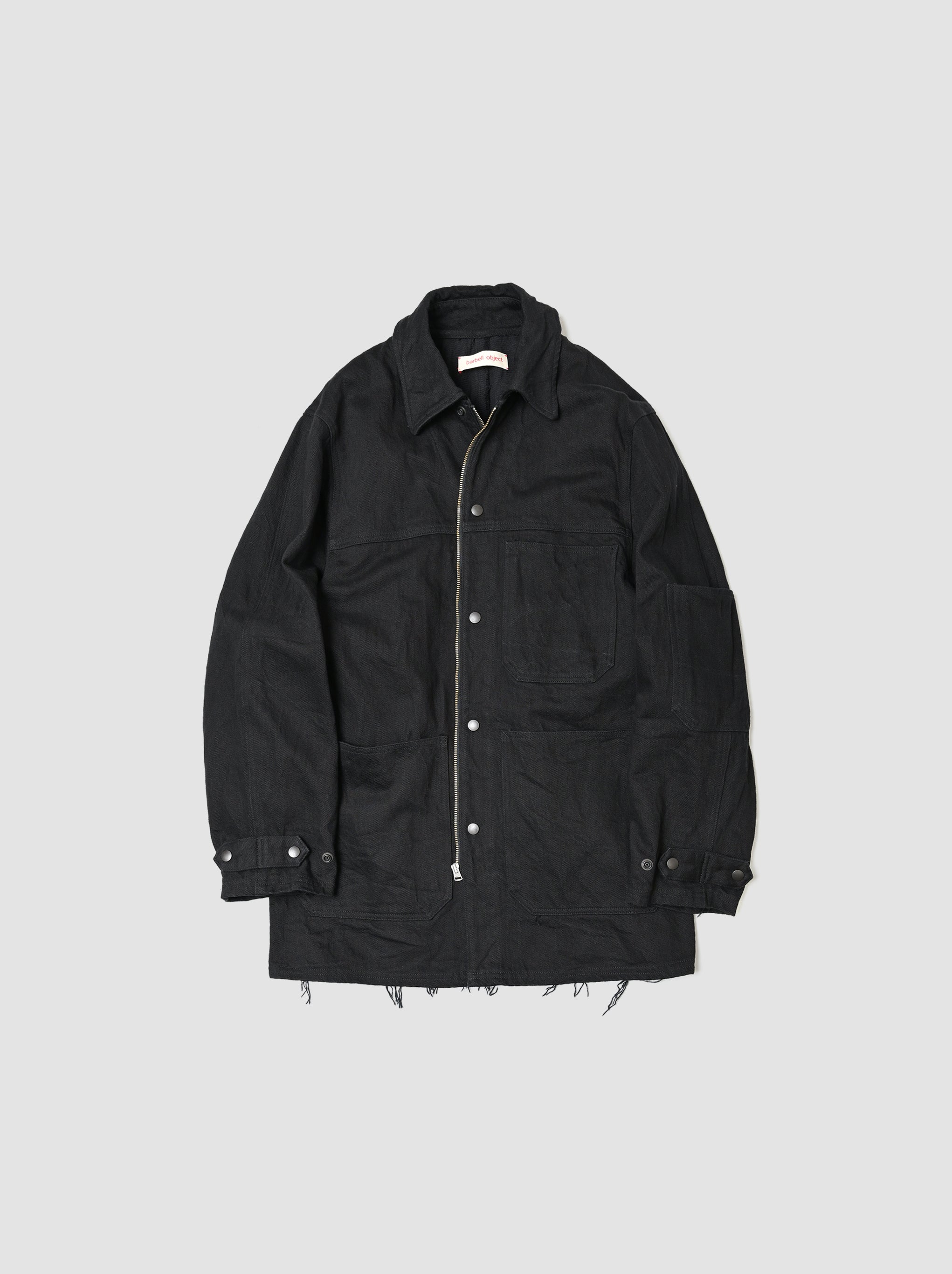barbell object / denim coverall -BLACK