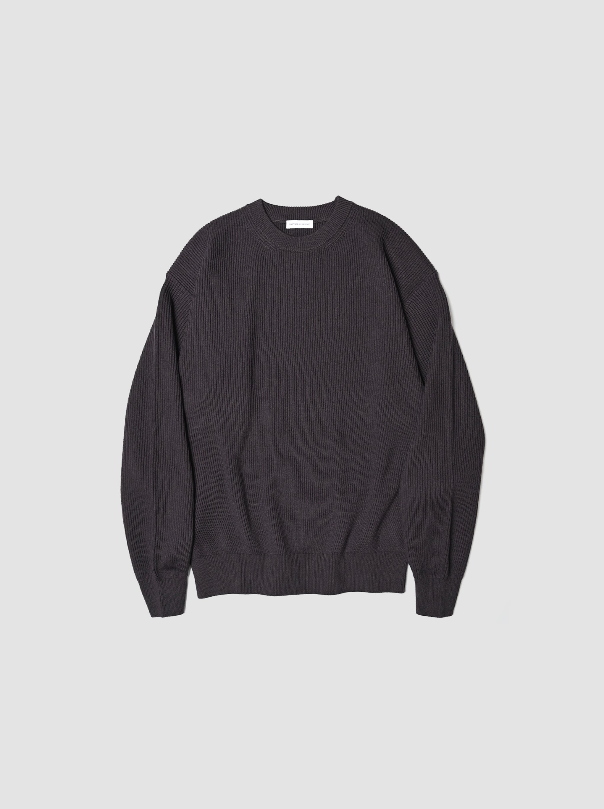 KAPTAIN SUNSHINE / Cotton Wool Knit Pullover -ESPRESSO