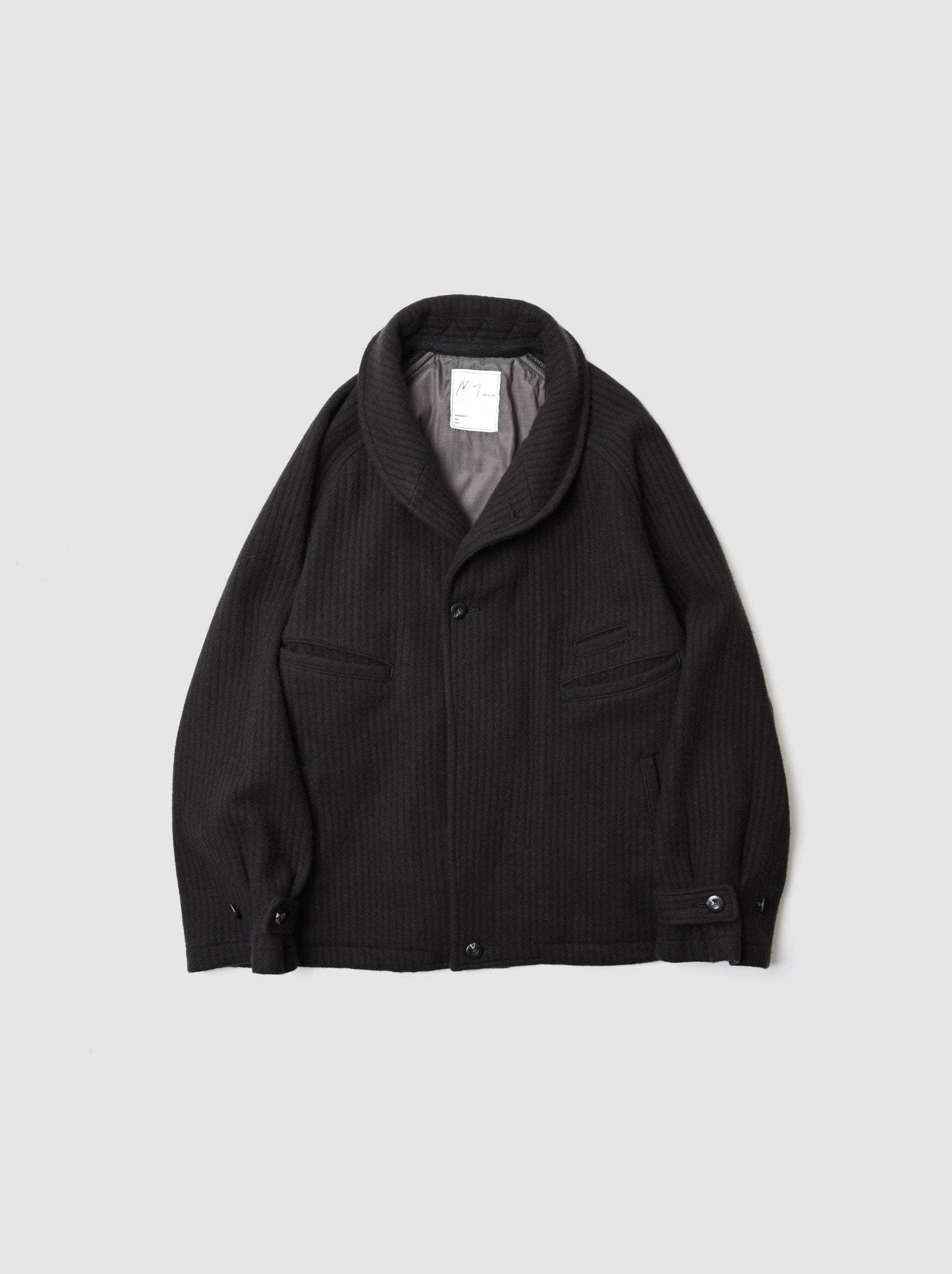ANCELLM / 140's WOOL PIQUE WORK JACKET -BLACK