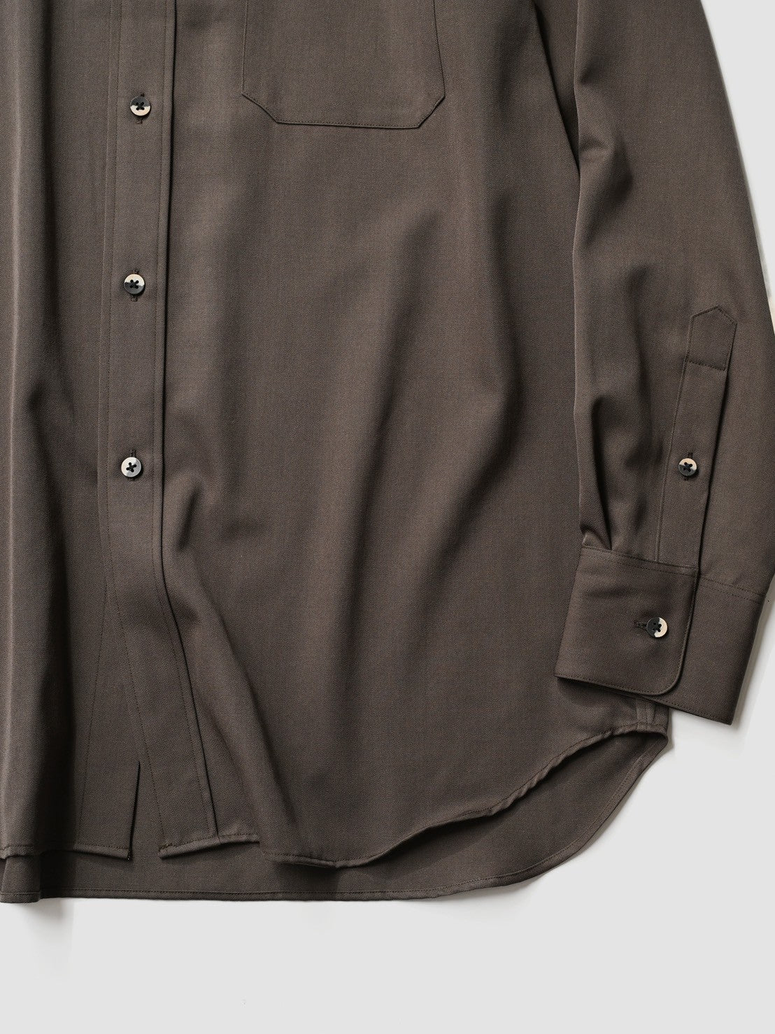 BISOWN / S120 WOOL GABA REGUAR SHIRTS - KHAKI BROWN