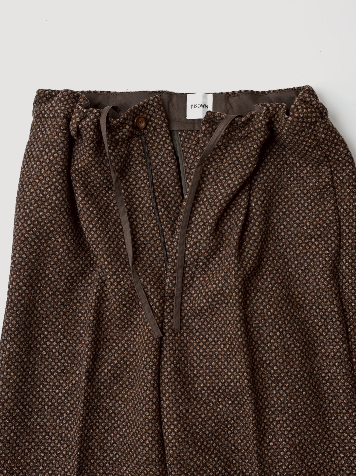 BISOWN / HEAVYWOOL 1TUCK EASY SLACKS - BROWN EYES