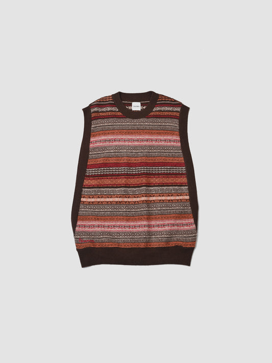 BISOWN / CASHMERE FAIRISLE MIDDLEVEST -BROWN MIX