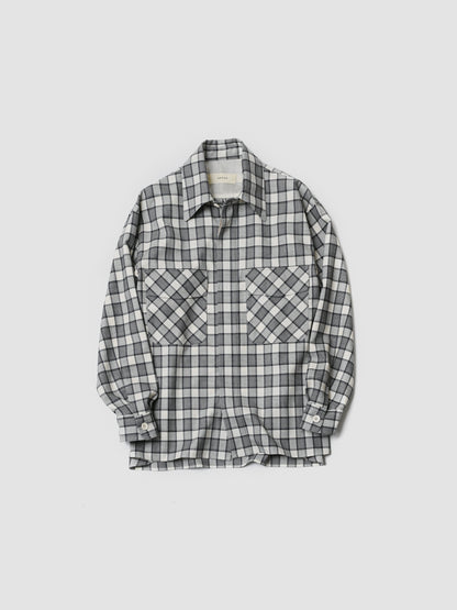 ANTOS. / DOUBLE POCKET OVER SHIRT -WHITE/BLACK