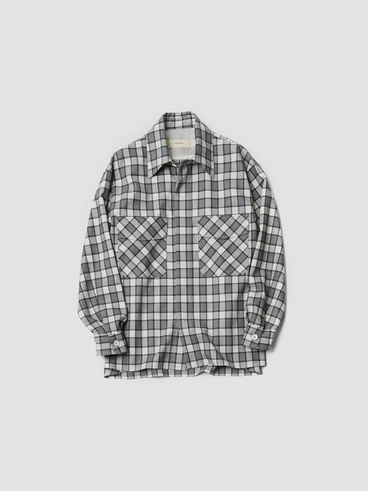 ANTOS. / DOUBLE POCKET OVER SHIRT -WHITE/BLACK