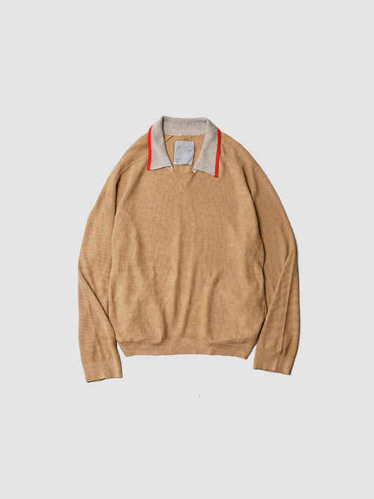 ANCELLM / CONTRAST COLLAR KNIT -BEIGE