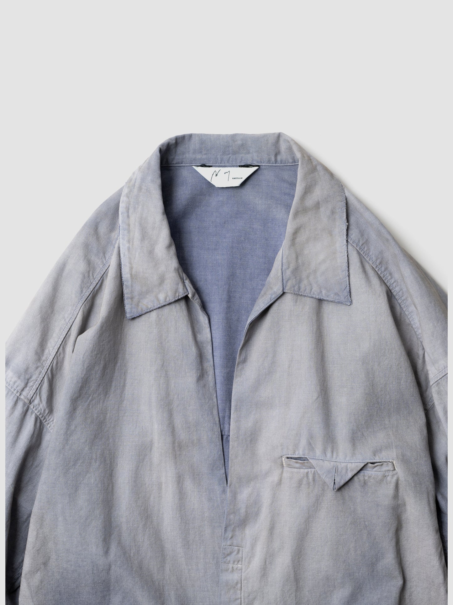 ANCELLM / AGING CHAMBRAY LONG SHIRT -DUSKY PURPLE