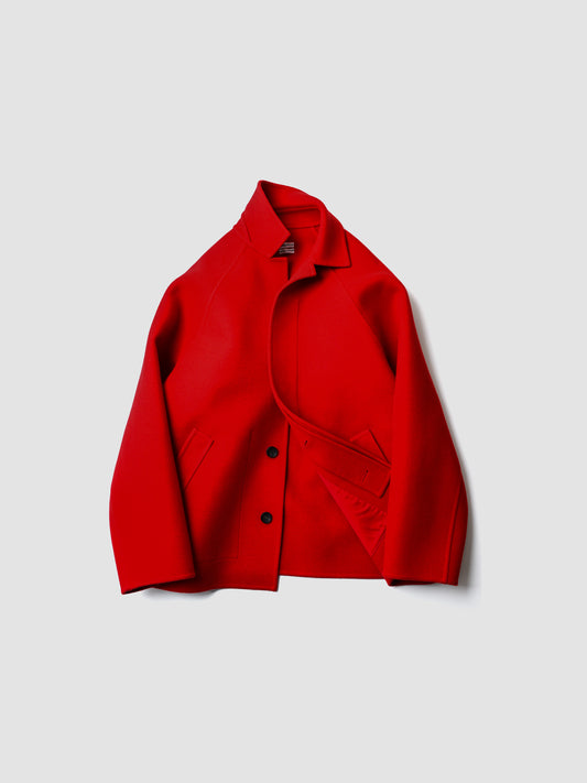 POSTELEGANT / Wool Rever Raglan Short Coat -RED