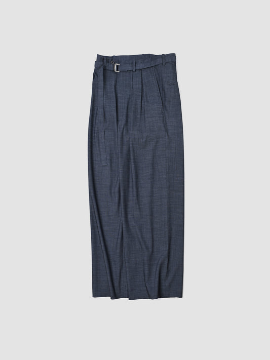 m's braque / exclusive / BELTED TUCKED BAGGY PANTS -NAVY