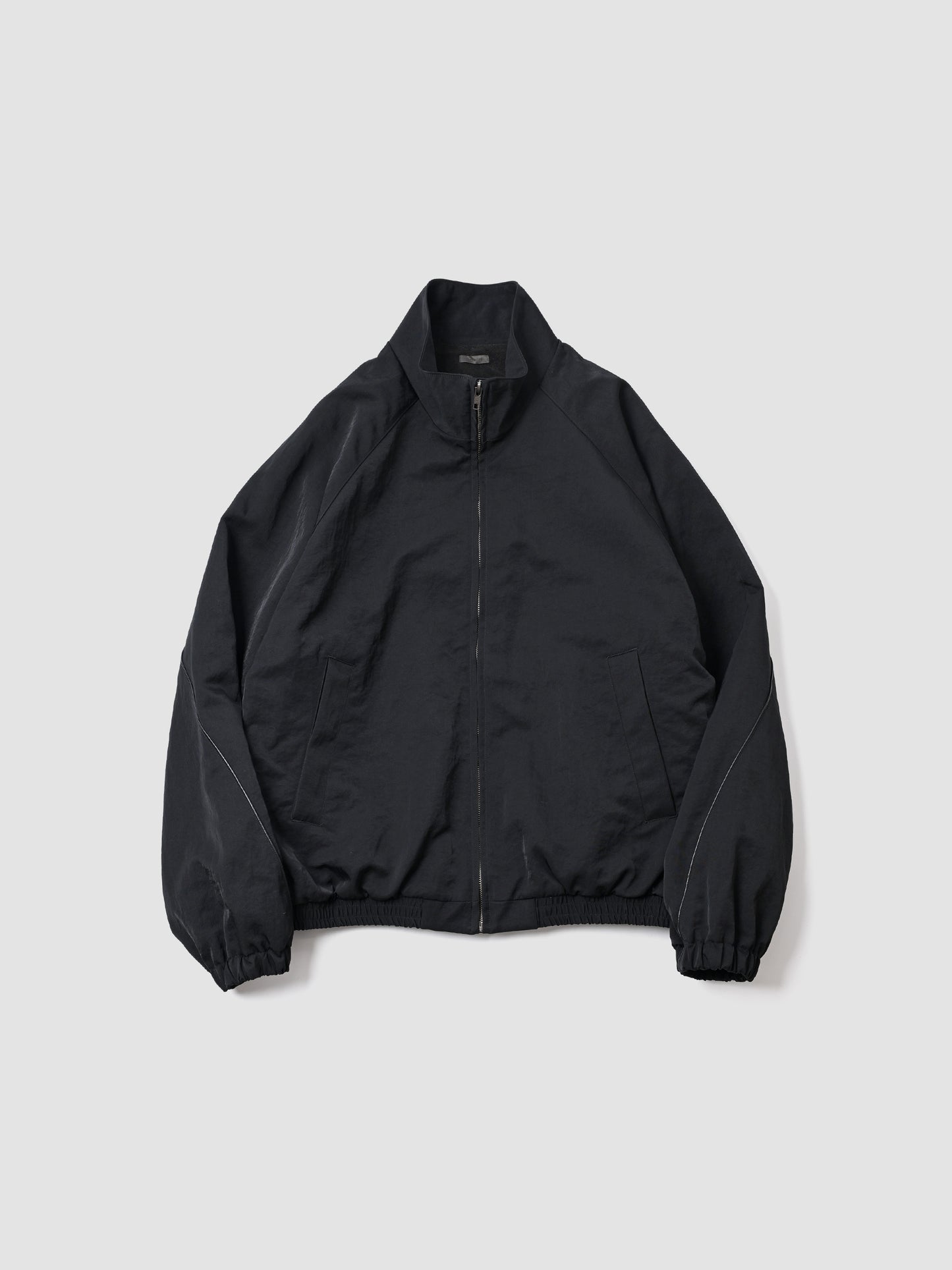 Antwort / LEATHER PIPED BOMBER JACKET -BLACK