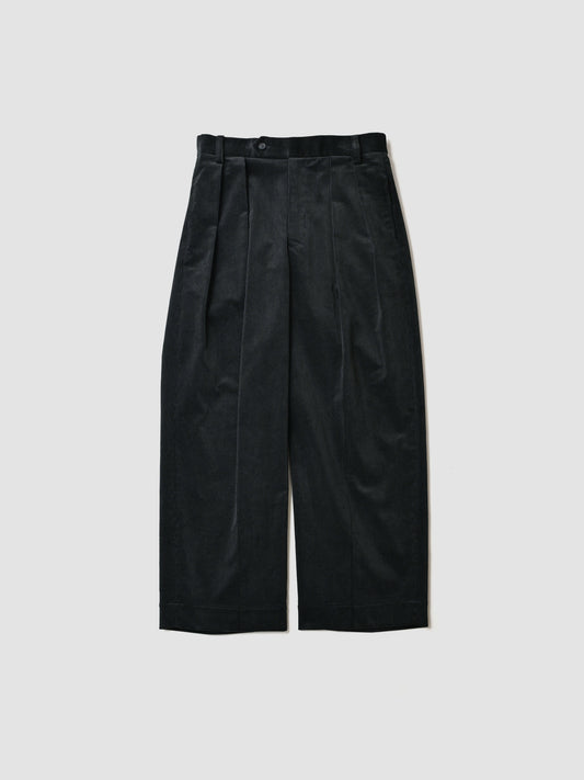 BISOWN / CORDUROY 2TUCK WIDE TROUSERS - BLACK