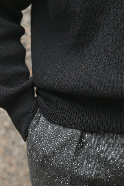 Slopeslow / cross V neck sweater -BLACK