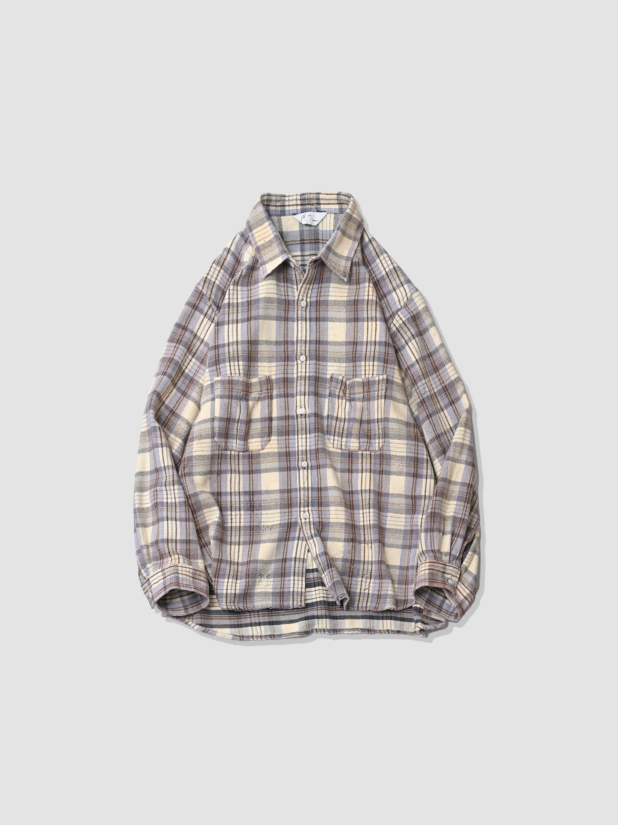 ancellm シャツカバーオール ANCELLM / NEL CHECK OVER WORK SHIRT -IVORY – and father