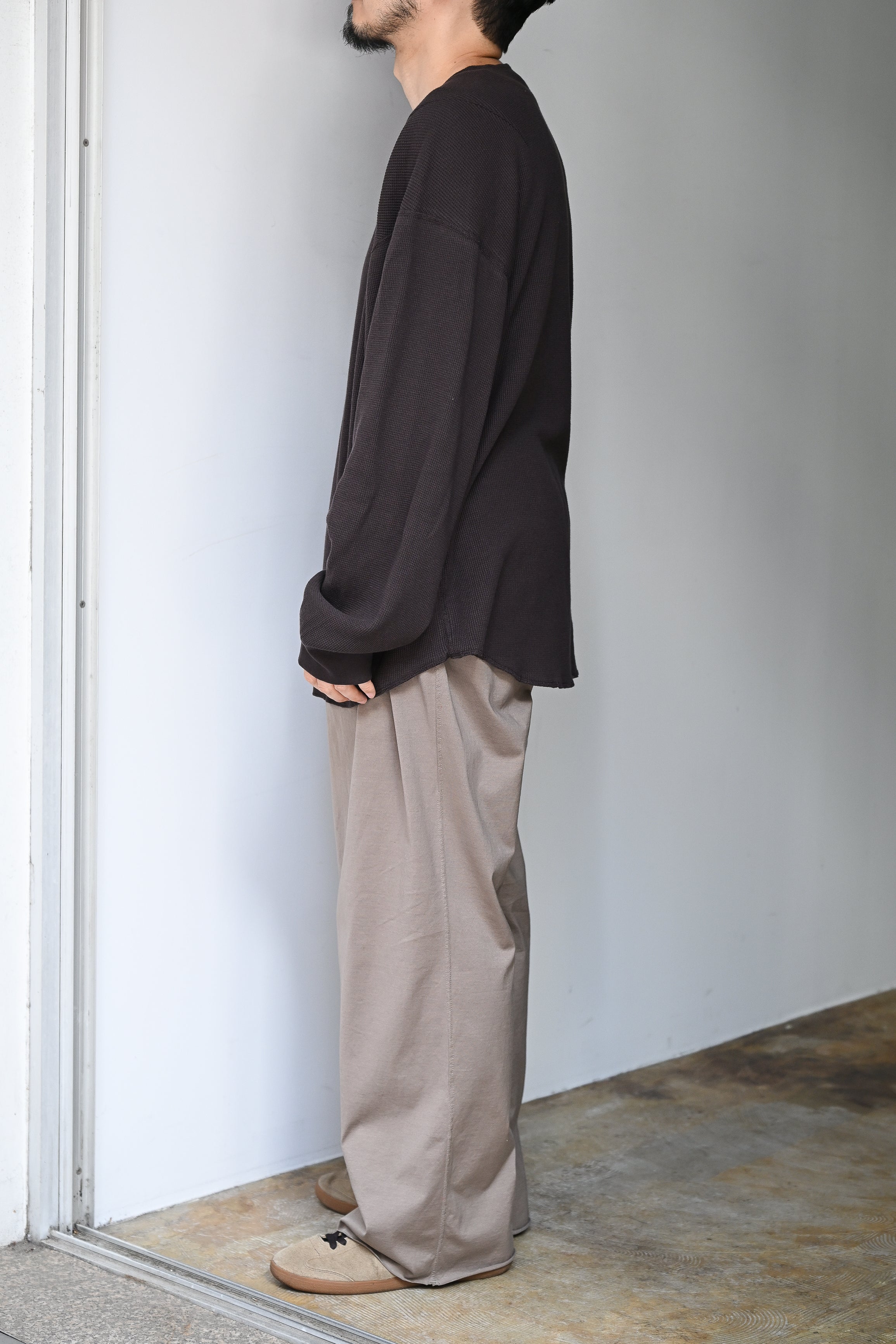 ANCELLM / C/CA HENLEY LS T-SHIRT -D.BROWN