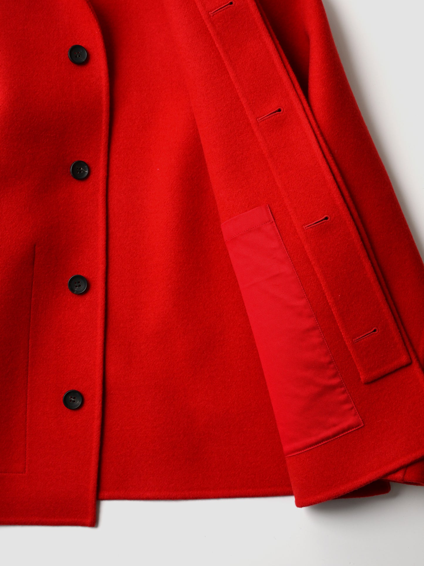 POSTELEGANT / Wool Rever Raglan Short Coat -RED