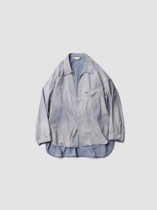 ANCELLM / AGING CHAMBRAY LONG SHIRT -DUSKY PURPLE